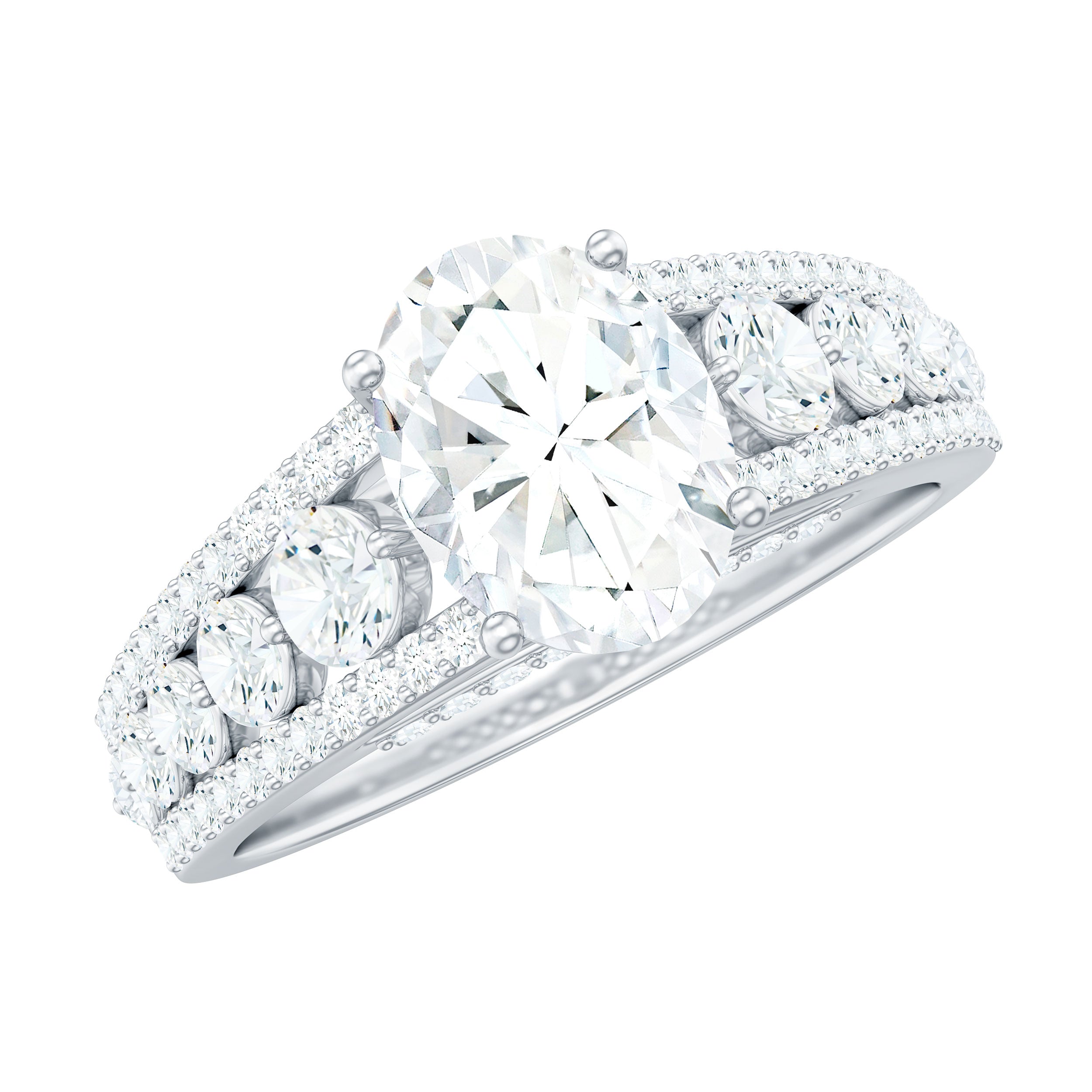 Lab Diamond Statement Engagement Ring With Side Stones