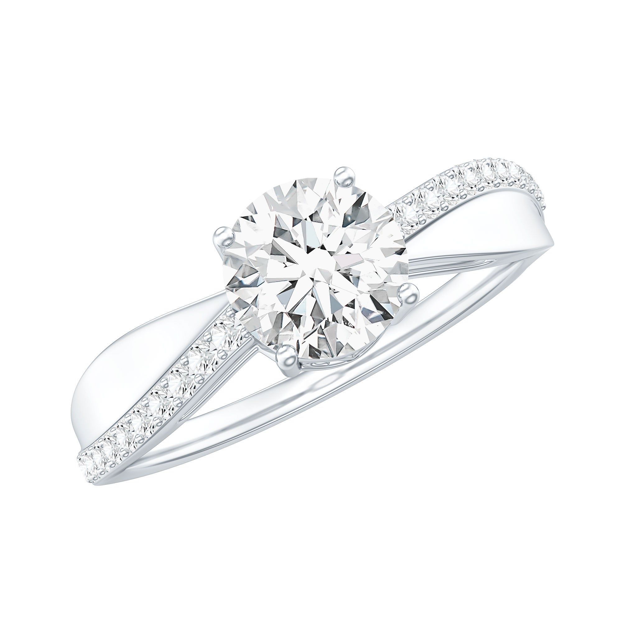 Certified Lab Grown Diamond Engagement Ring With Bypass Details