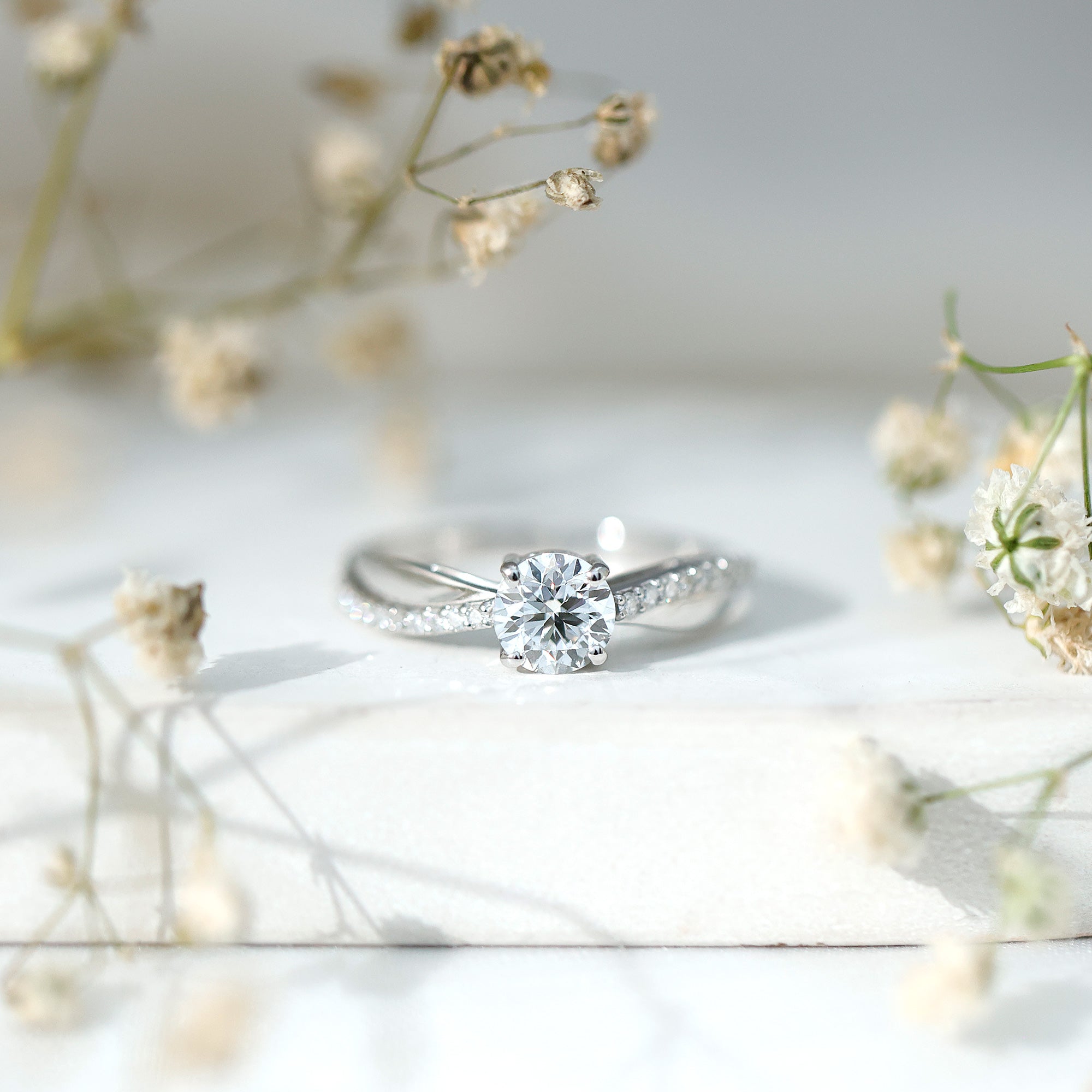 Certified Lab Grown Diamond Engagement Ring With Bypass Details Lab - ( EF-VS ) - Rosec Jewels