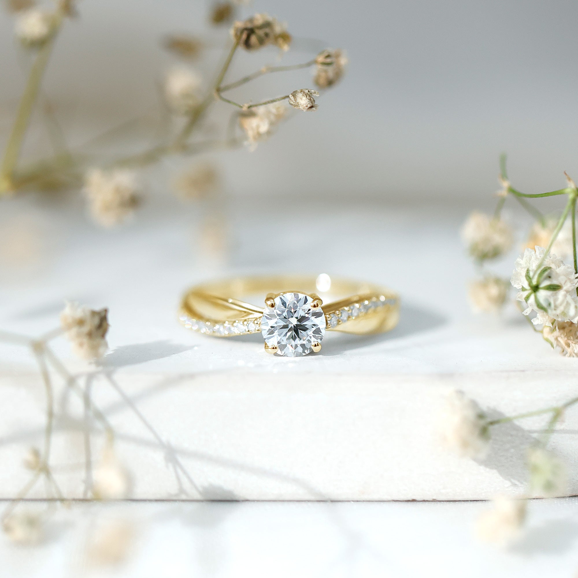 Certified Lab Grown Diamond Engagement Ring With Bypass Details Lab - ( EF-VS ) - Rosec Jewels