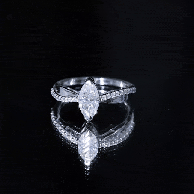 Certified 1 CT Marquise Diamond Solitaire Ring with Side Stones Lab - ( EF-VS ) - Rosec Jewels