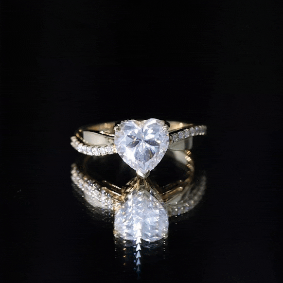 Lab Grown Diamond Heart Engagement Ring With Bypass Details Lab - ( EF-VS ) - Rosec Jewels