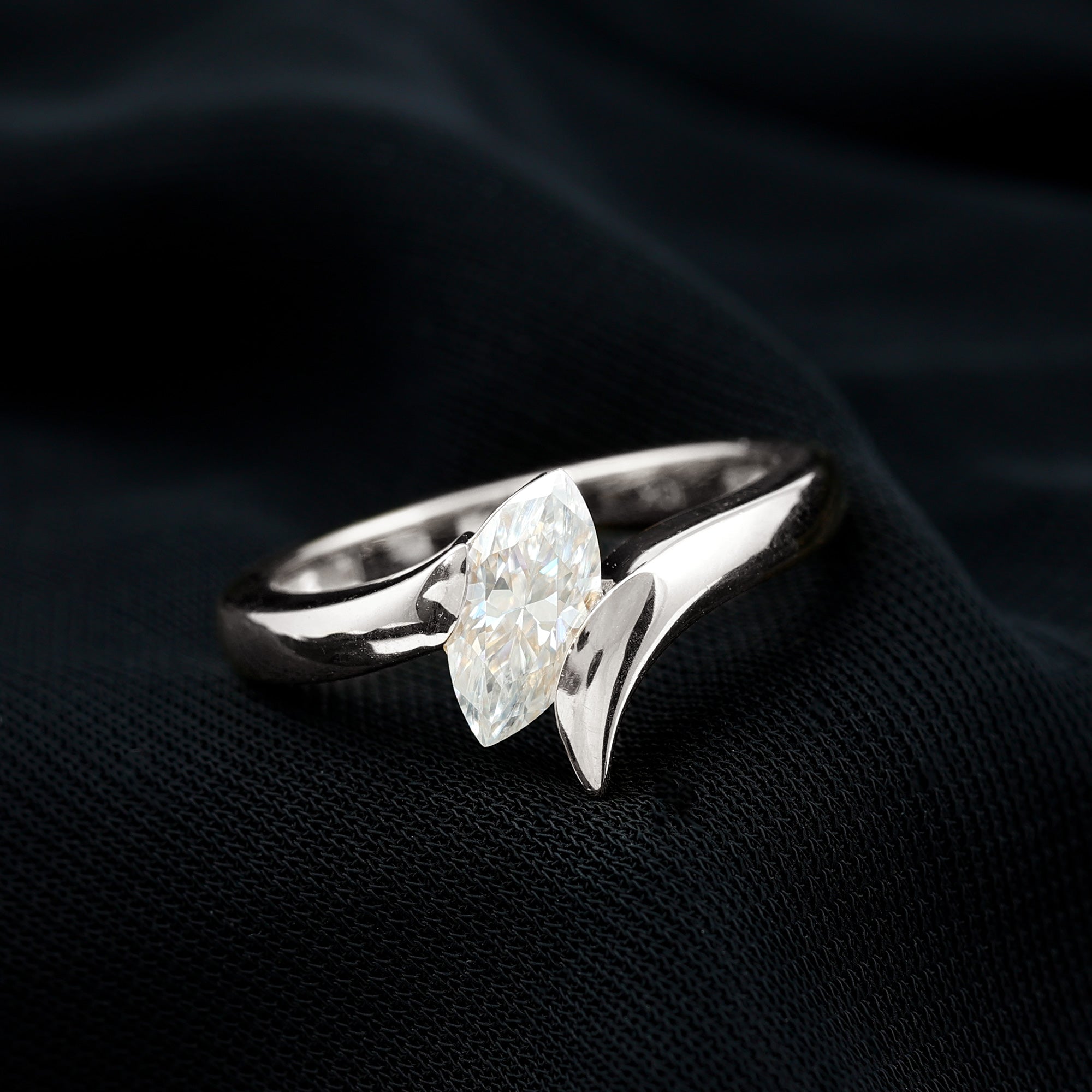 Lab Diamond 5X10 MM Marquise Engagement Ring in Tension Mount Setting Lab - ( EF-VS ) - Rosec Jewels