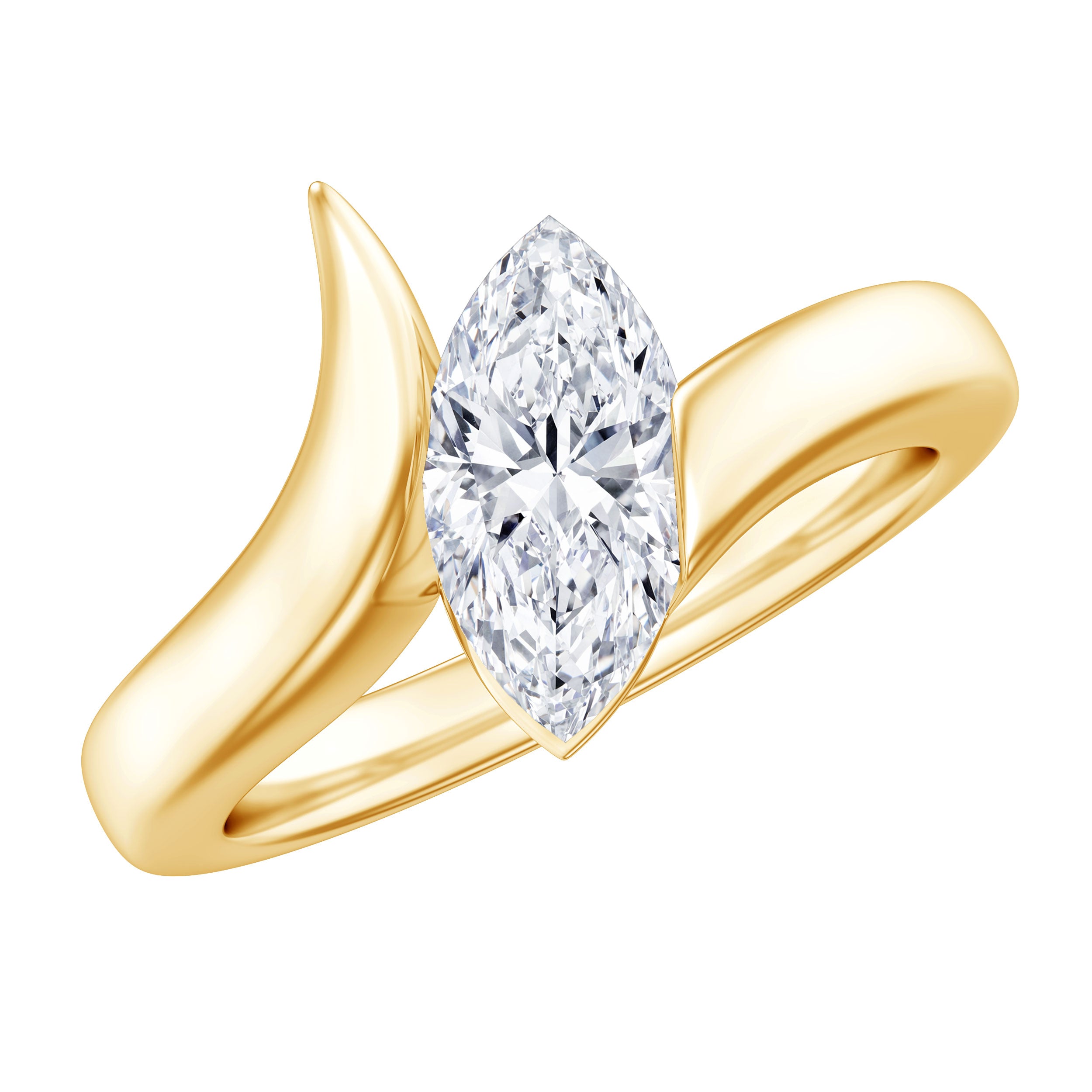 Lab Diamond 5X10 MM Marquise Engagement Ring in Tension Mount Setting Lab - ( EF-VS ) - Rosec Jewels
