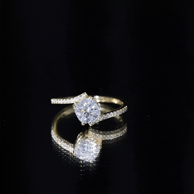 Lab Diamond Engagement Bypass Cushion Engagement Ring Lab - ( EF-VS ) - Rosec Jewels