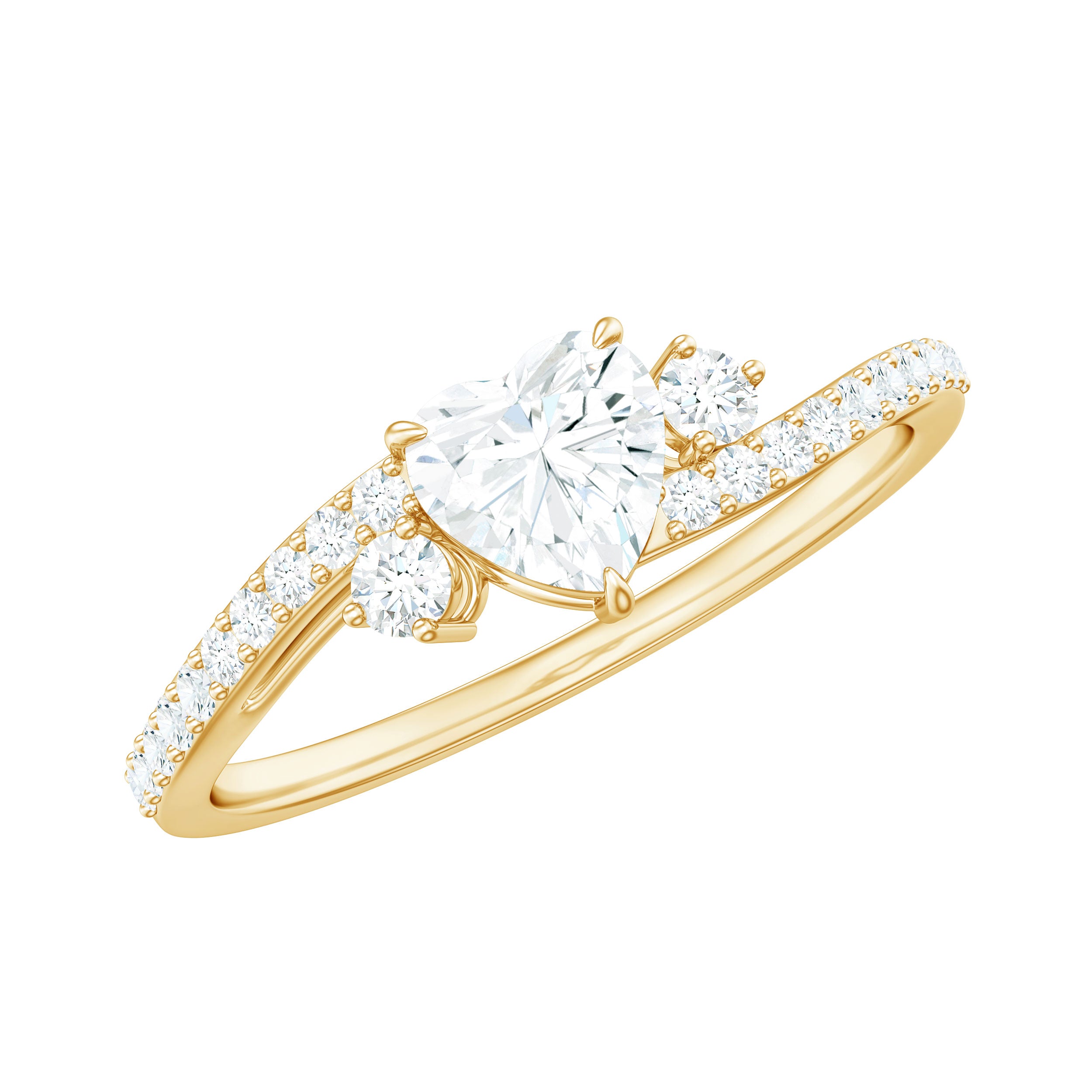 Rosec Jewels-Lab Diamond Bypass Heart Engagement Ring