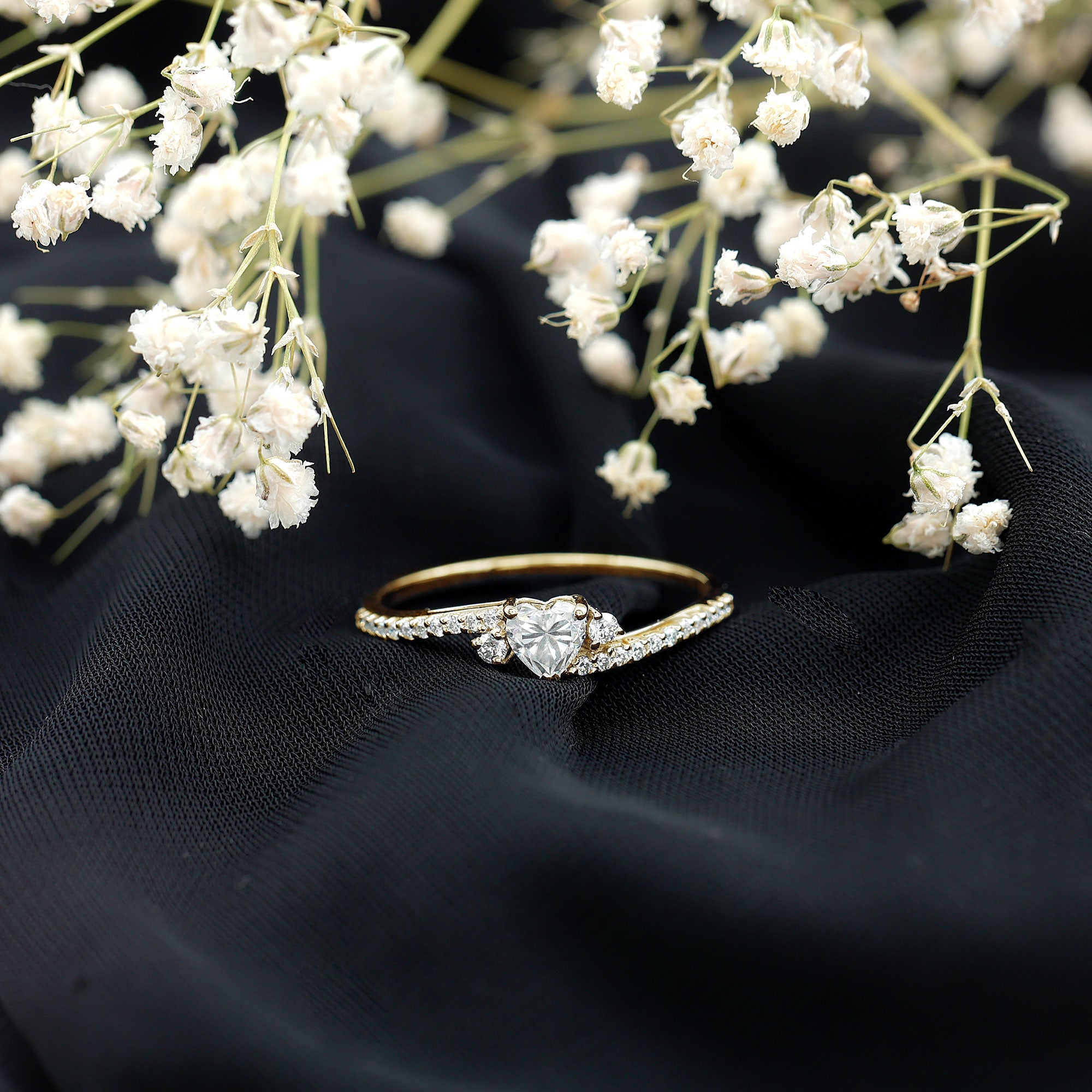 Rosec Jewels-Lab Diamond Bypass Heart Engagement Ring