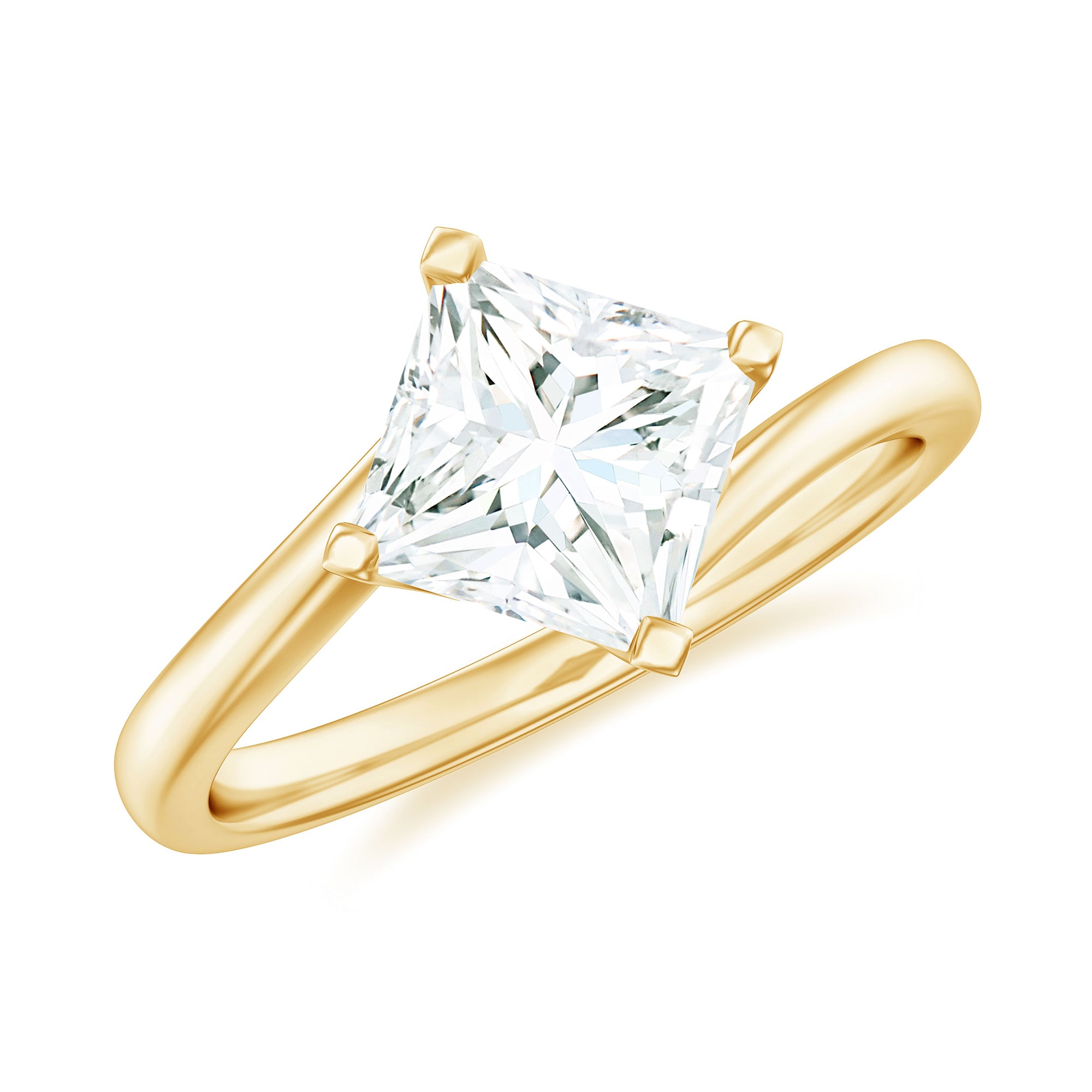 Princess Cut Lab Grown Diamond Bypass Engagement Ring for Women Lab - ( EF-VS ) - Rosec Jewels
