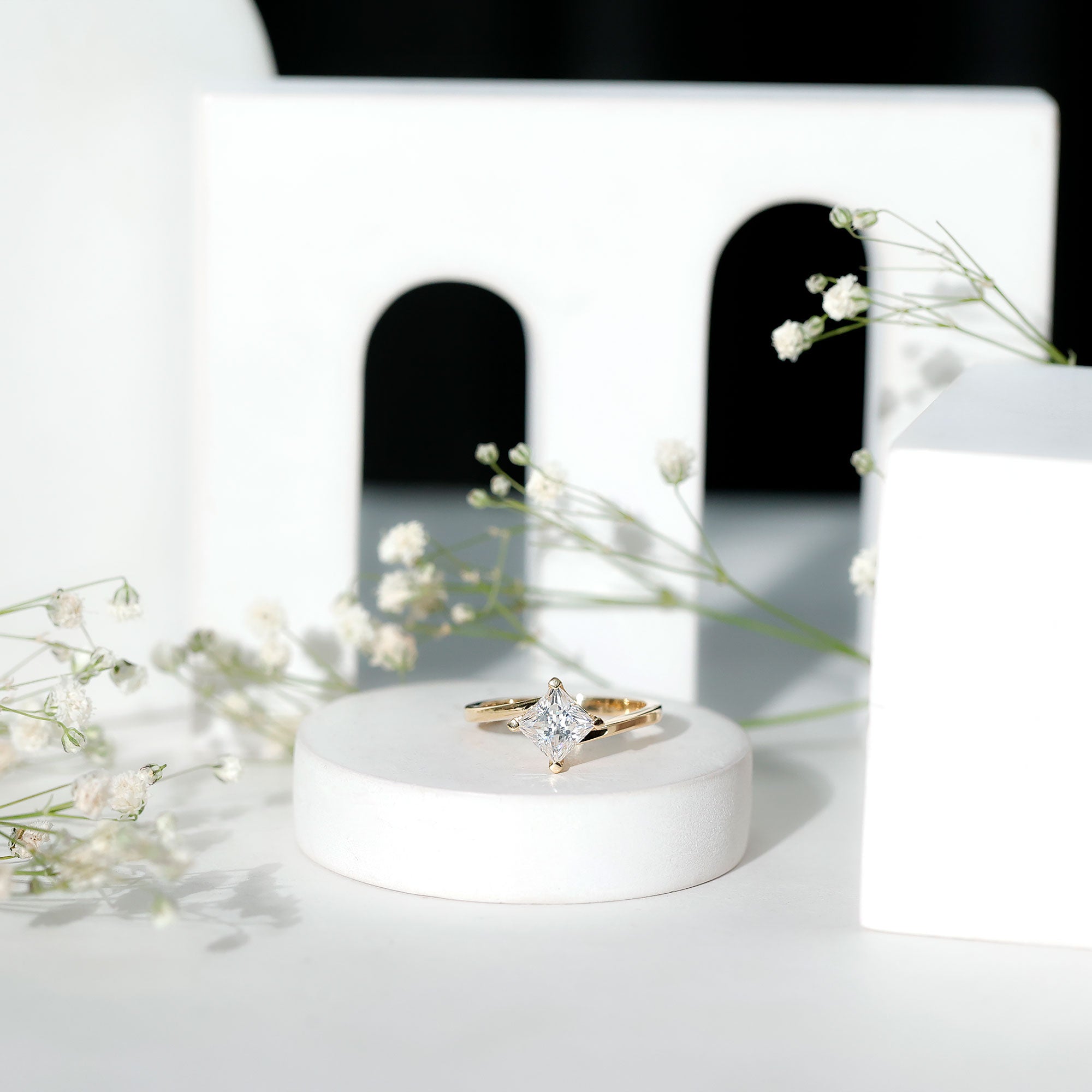 Rosec Jewels-Princess Cut Lab Grown Diamond Bypass Engagement Ring for Women