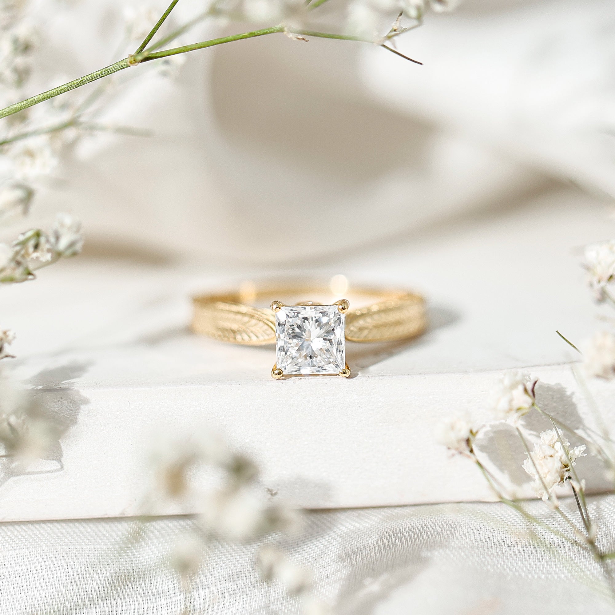 Lab Grown Diamond Engraved Solitaire Engagement Ring in Claw Set Lab - ( EF-VS ) - Rosec Jewels