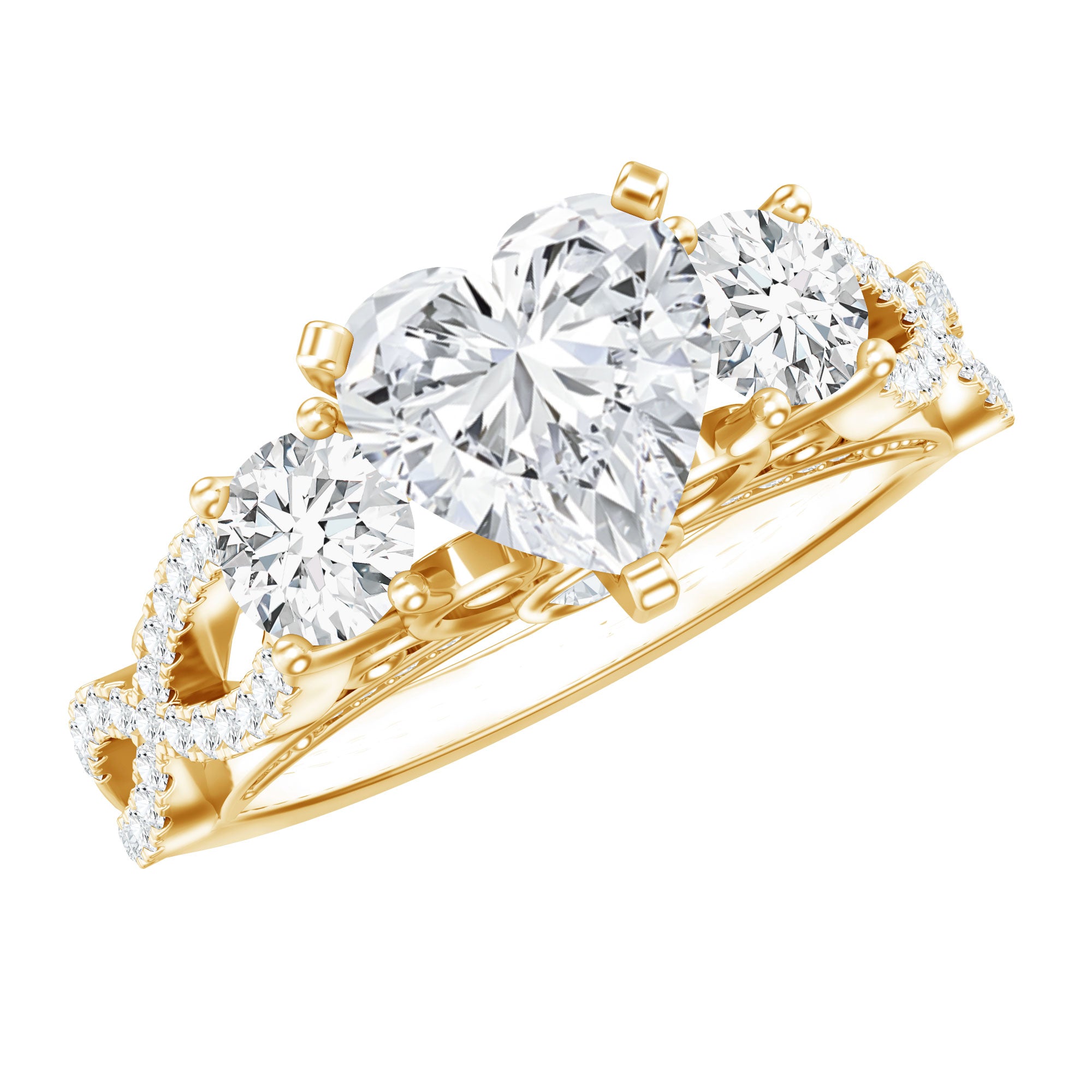 Certified 7 MM Lab Grown Diamond Heart Shaped Engagement Ring Lab - ( EF-VS ) - Rosec Jewels