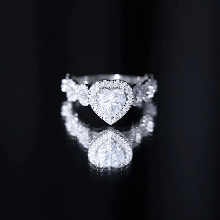 Vintage Inspired Lab Grown Diamond Heart Engagement Ring For Her Lab - ( EF-VS ) - Rosec Jewels