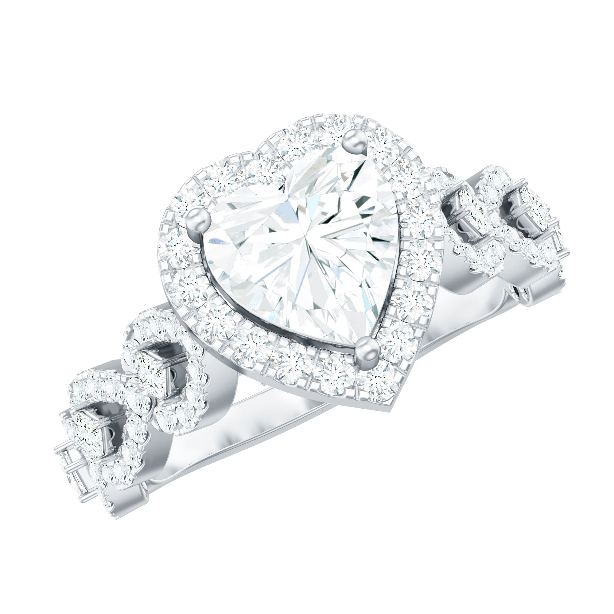Vintage Inspired Lab Grown Diamond Heart Engagement Ring For Her Lab - ( EF-VS ) - Rosec Jewels