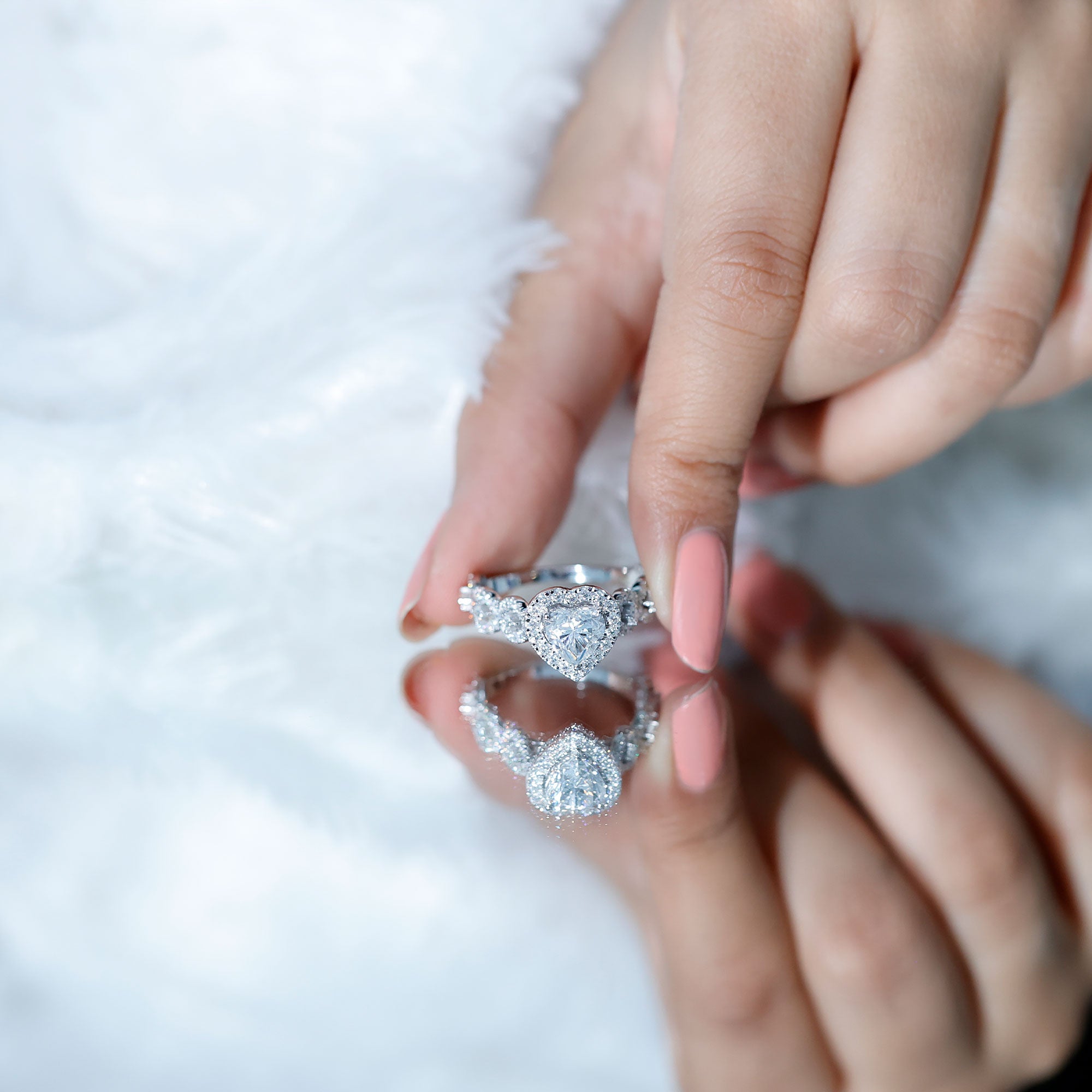 Vintage Inspired Lab Grown Diamond Heart Engagement Ring For Her Lab - ( EF-VS ) - Rosec Jewels
