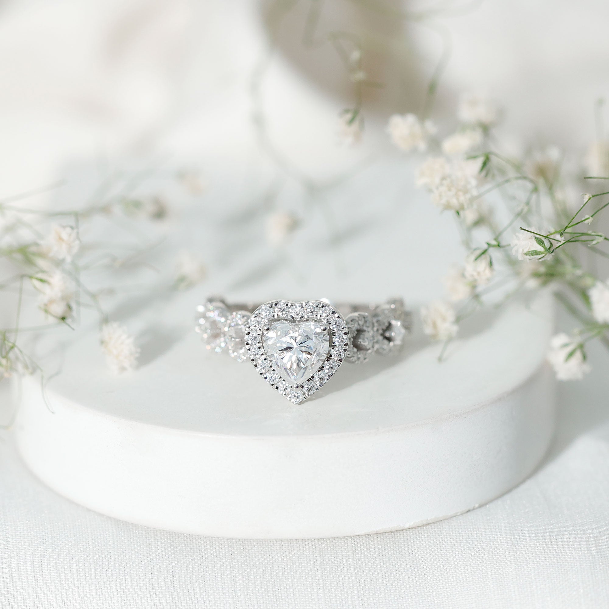 Vintage Inspired Lab Grown Diamond Heart Engagement Ring For Her Lab - ( EF-VS ) - Rosec Jewels