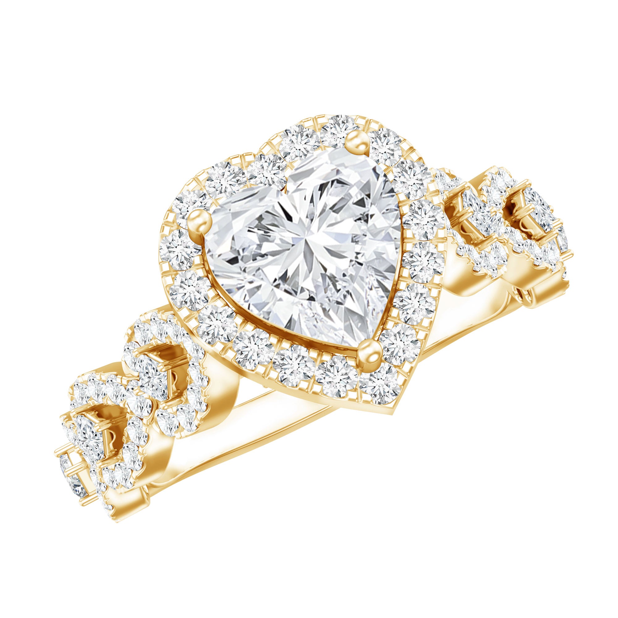 Vintage Inspired Lab Grown Diamond Heart Engagement Ring For Her Lab - ( EF-VS ) - Rosec Jewels