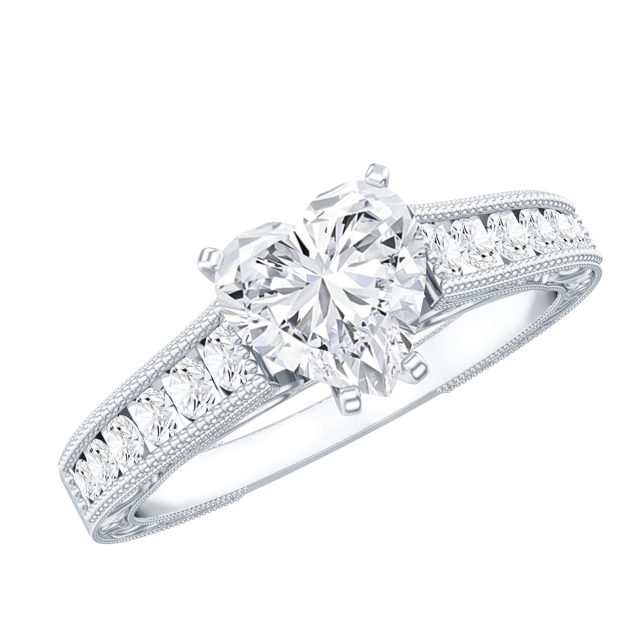 Heart Engagement Ring With Lab Grown Diamonds