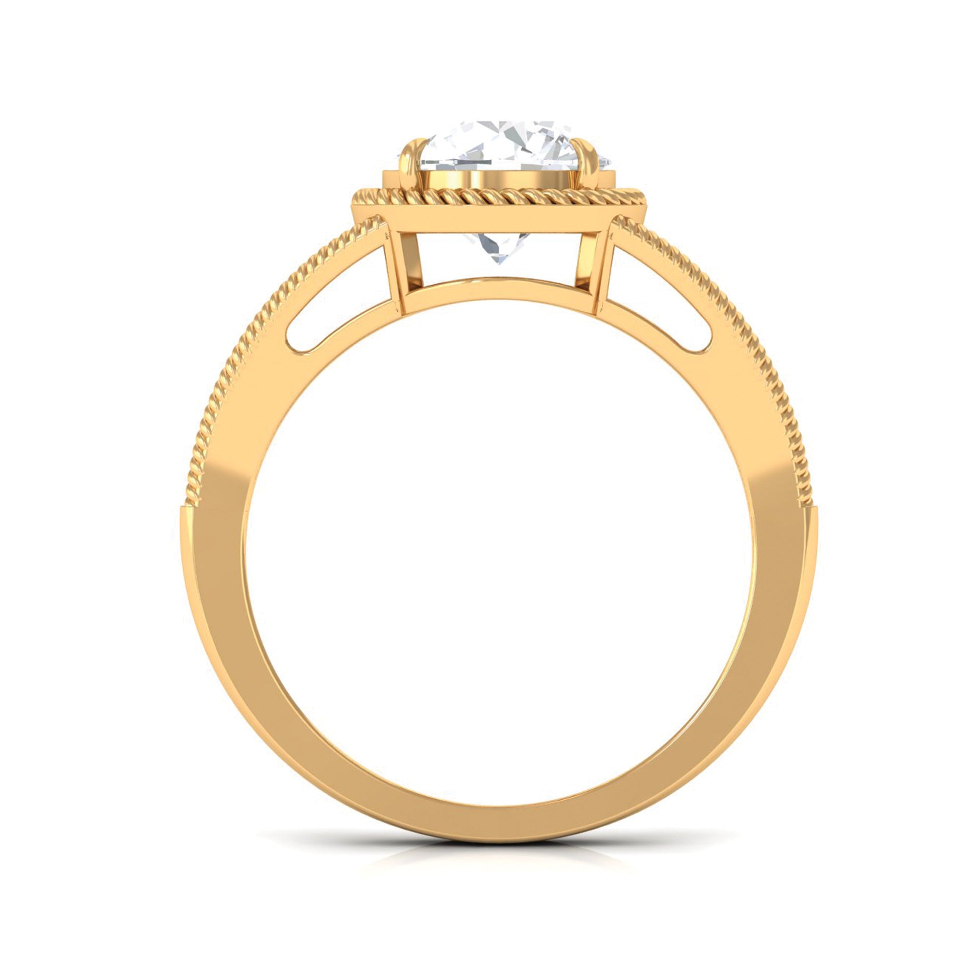Man Made Diamond Engagement Ring With Split Shank Lab - ( EF-VS ) - Rosec Jewels