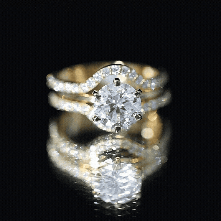 Lab Created Diamond Engagement Ring with Ring Guard Lab - ( EF-VS ) - Rosec Jewels