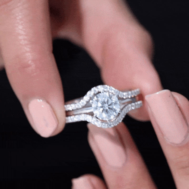 Lab Created Diamond Engagement Ring with Ring Guard Lab - ( EF-VS ) - Rosec Jewels