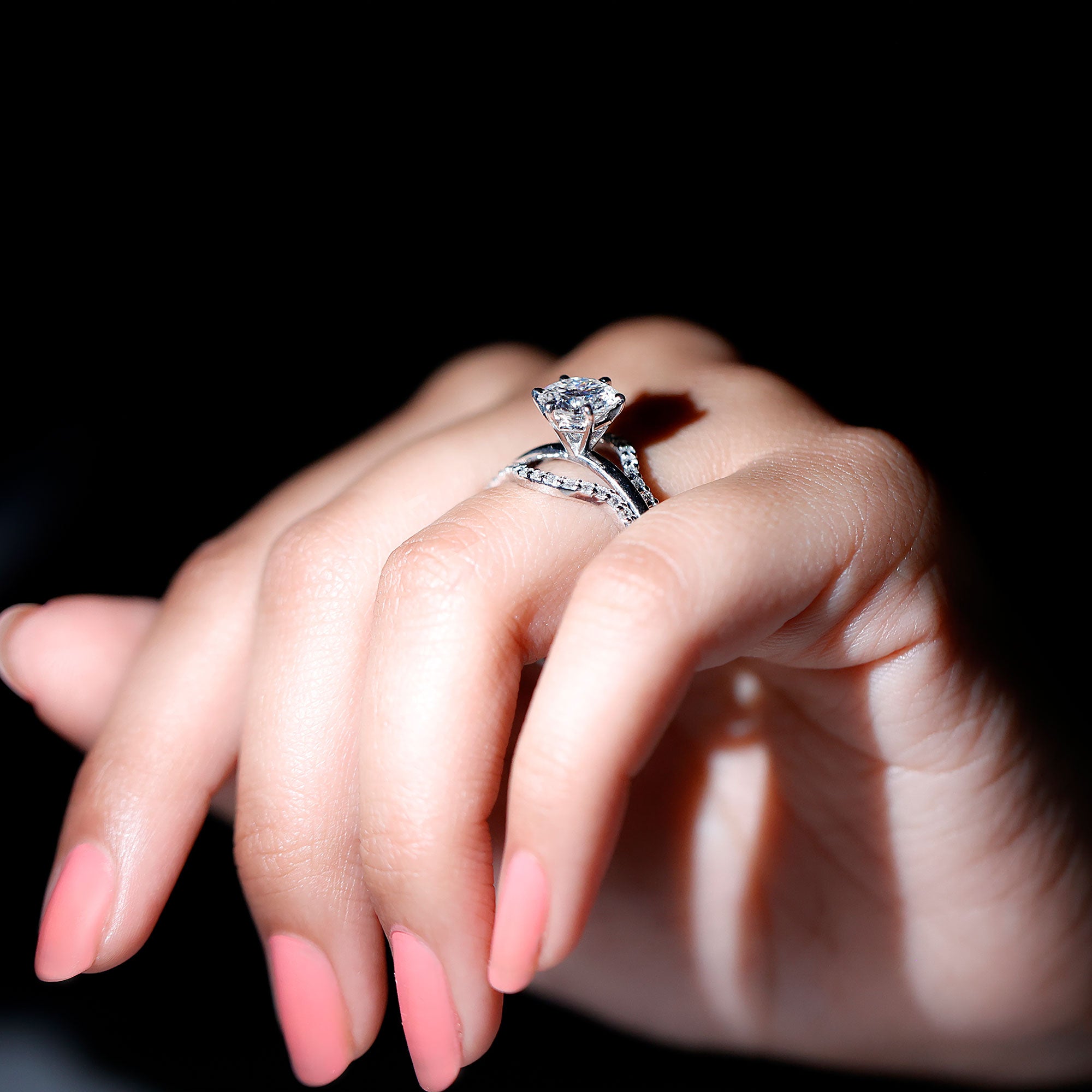 Lab Created Diamond Engagement Ring with Ring Guard Lab - ( EF-VS ) - Rosec Jewels