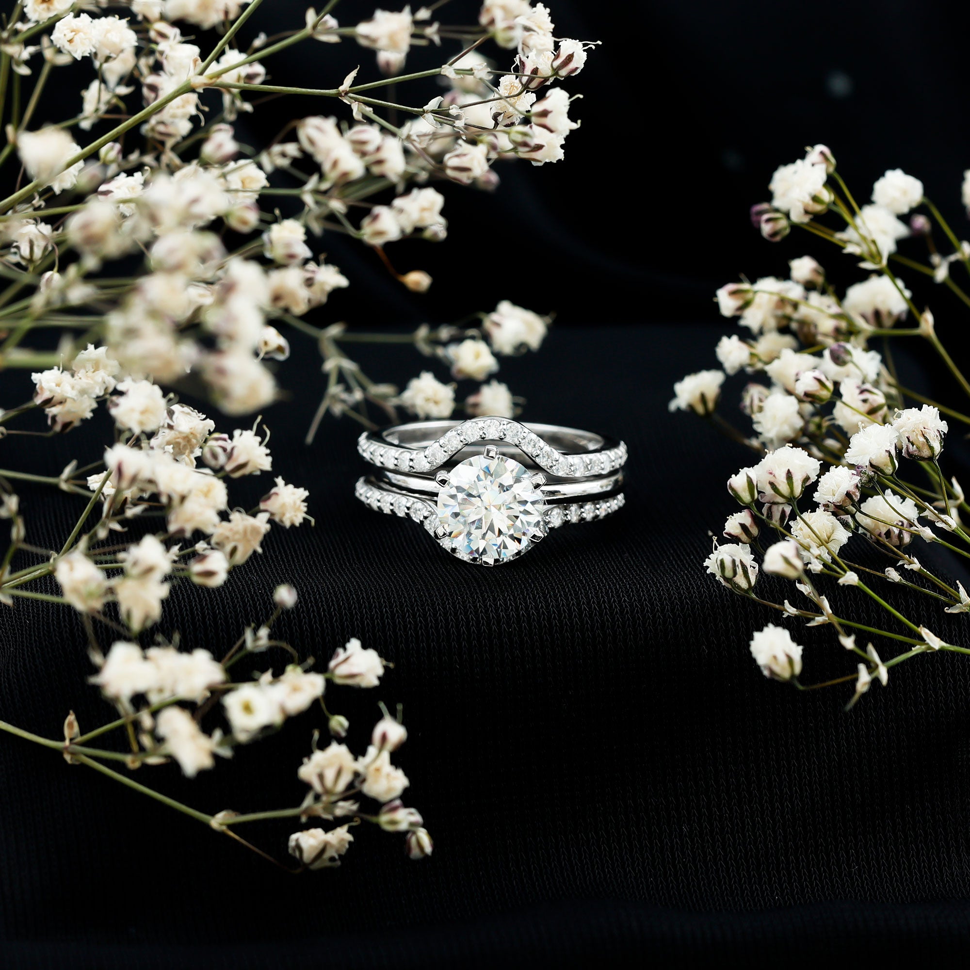 Lab Created Diamond Engagement Ring with Ring Guard Lab - ( EF-VS ) - Rosec Jewels