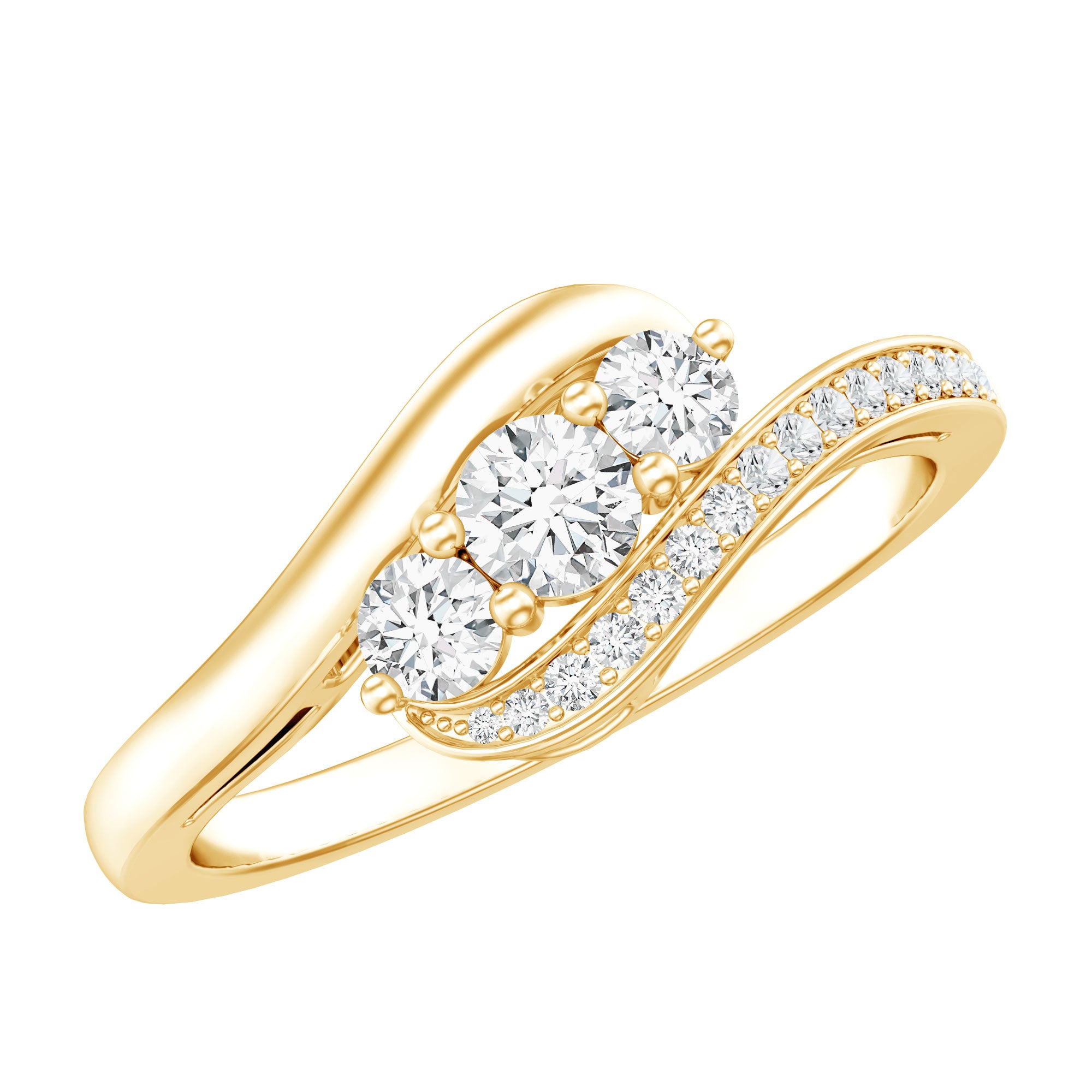 Certified Diamond 3 Stone Promise Ring Lab - ( EF-VS ) - Rosec Jewels