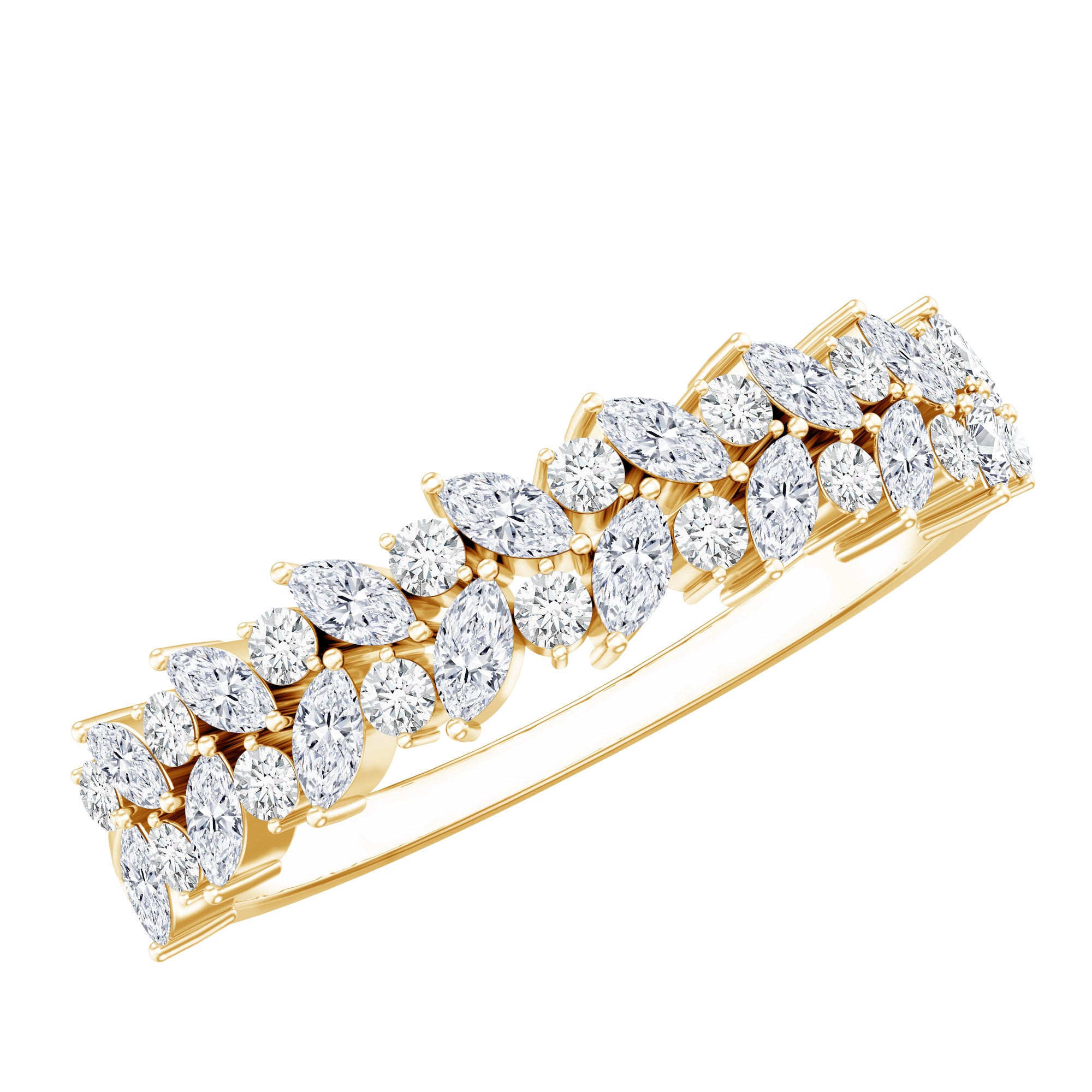 Certified Lab Grown Diamond Marquise Wedding Band Lab - ( EF-VS ) - Rosec Jewels
