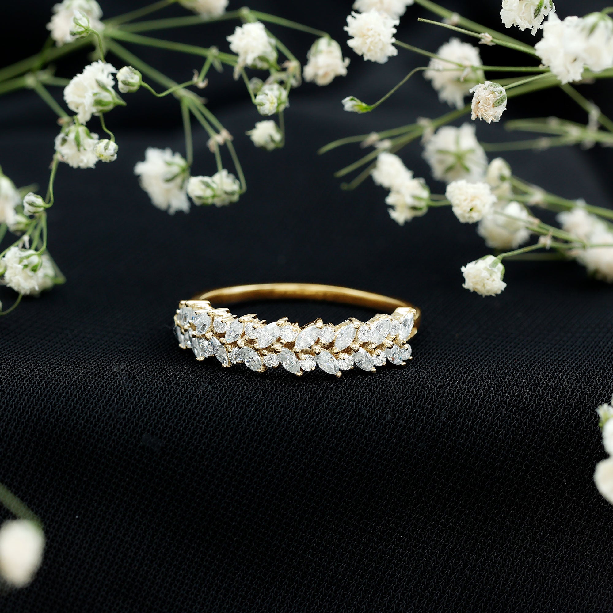 Certified Lab Grown Diamond Marquise Wedding Band Lab - ( EF-VS ) - Rosec Jewels