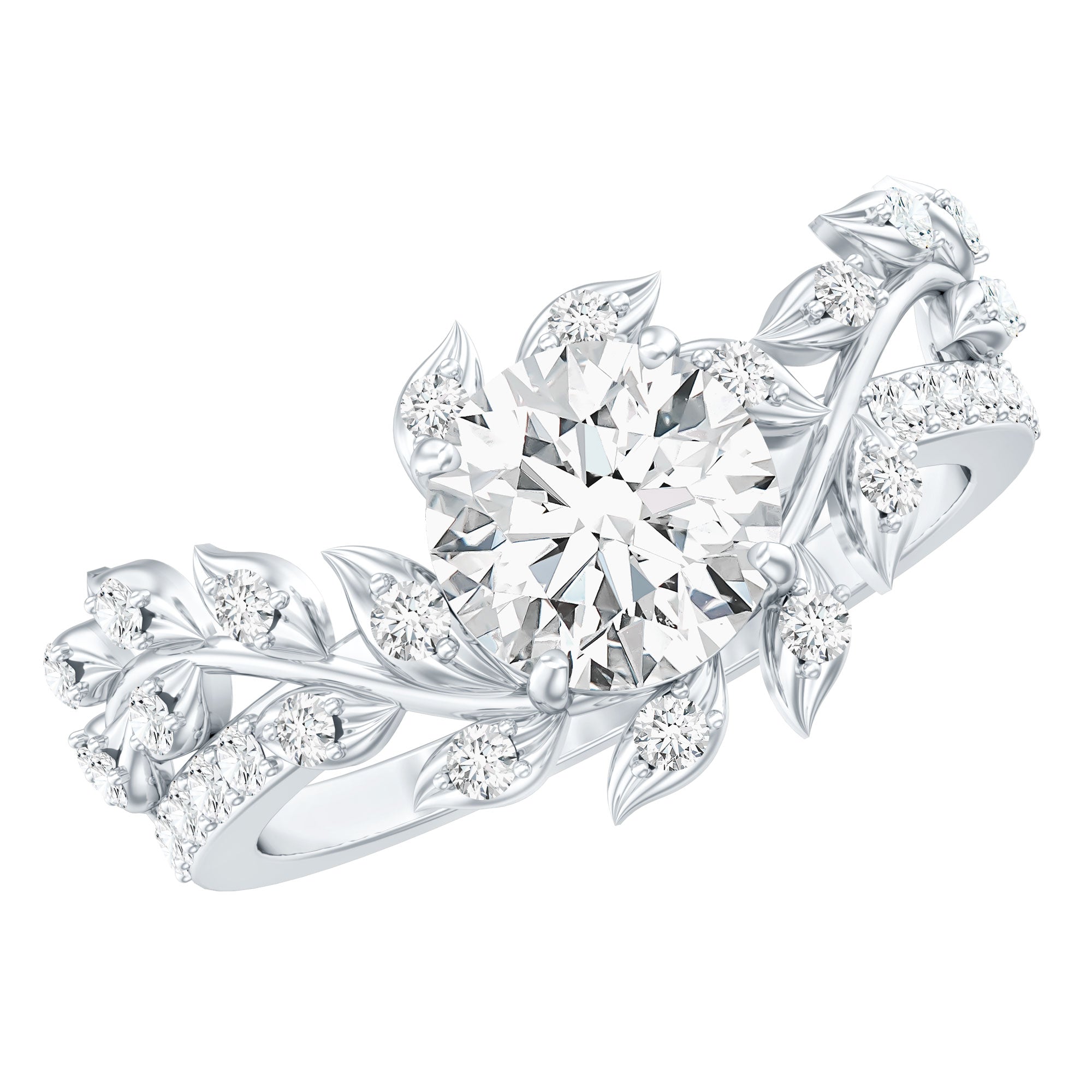 Round Cut 7 MM Lab Grown Diamond Flower Engagement Ring