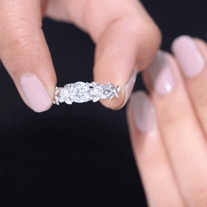 Certified 1 Ct Lab Grown Diamond Nature Engagement Ring Lab - ( EF-VS ) - Rosec Jewels