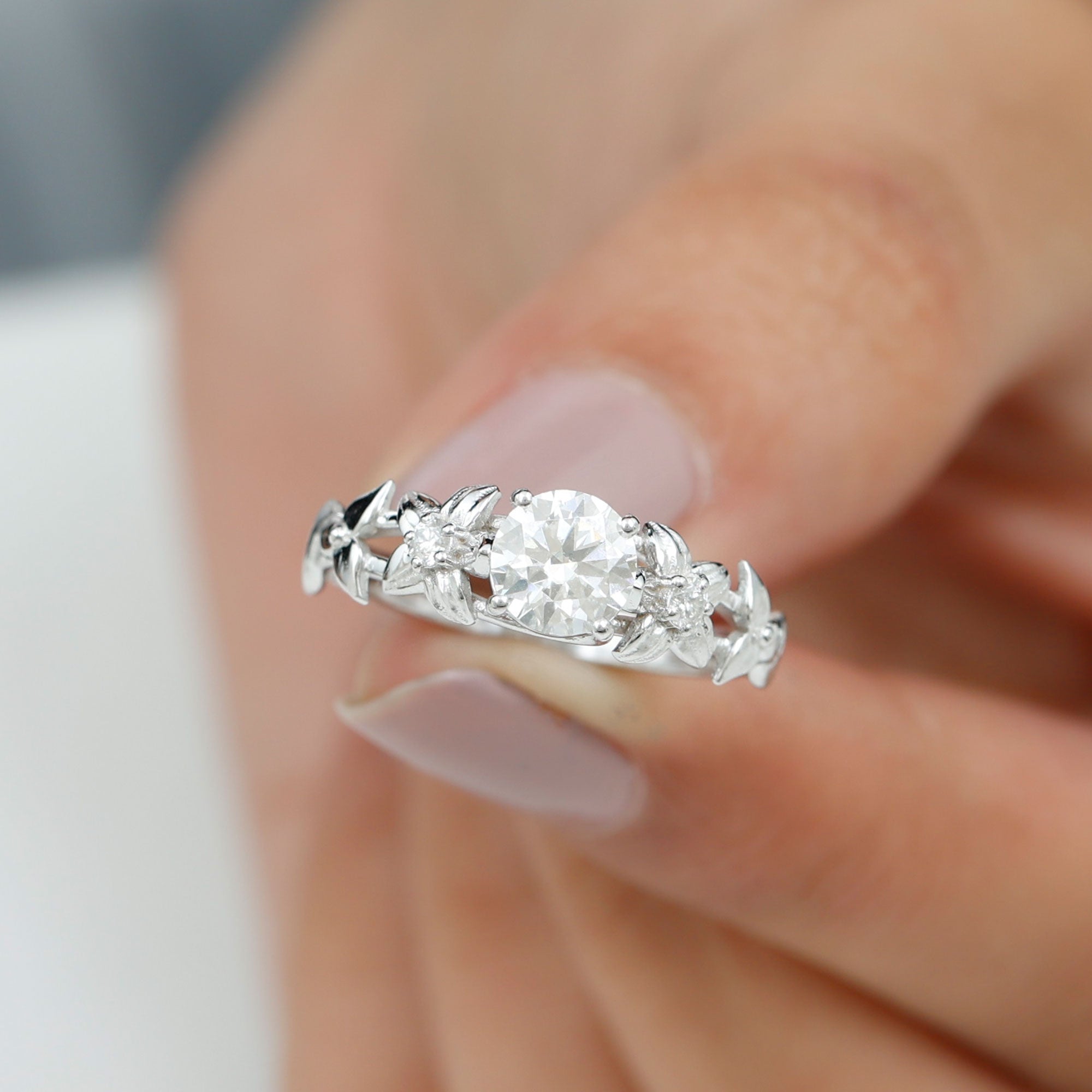 Rosec Jewels-Certified 1 Ct Lab Grown Diamond Nature Engagement Ring