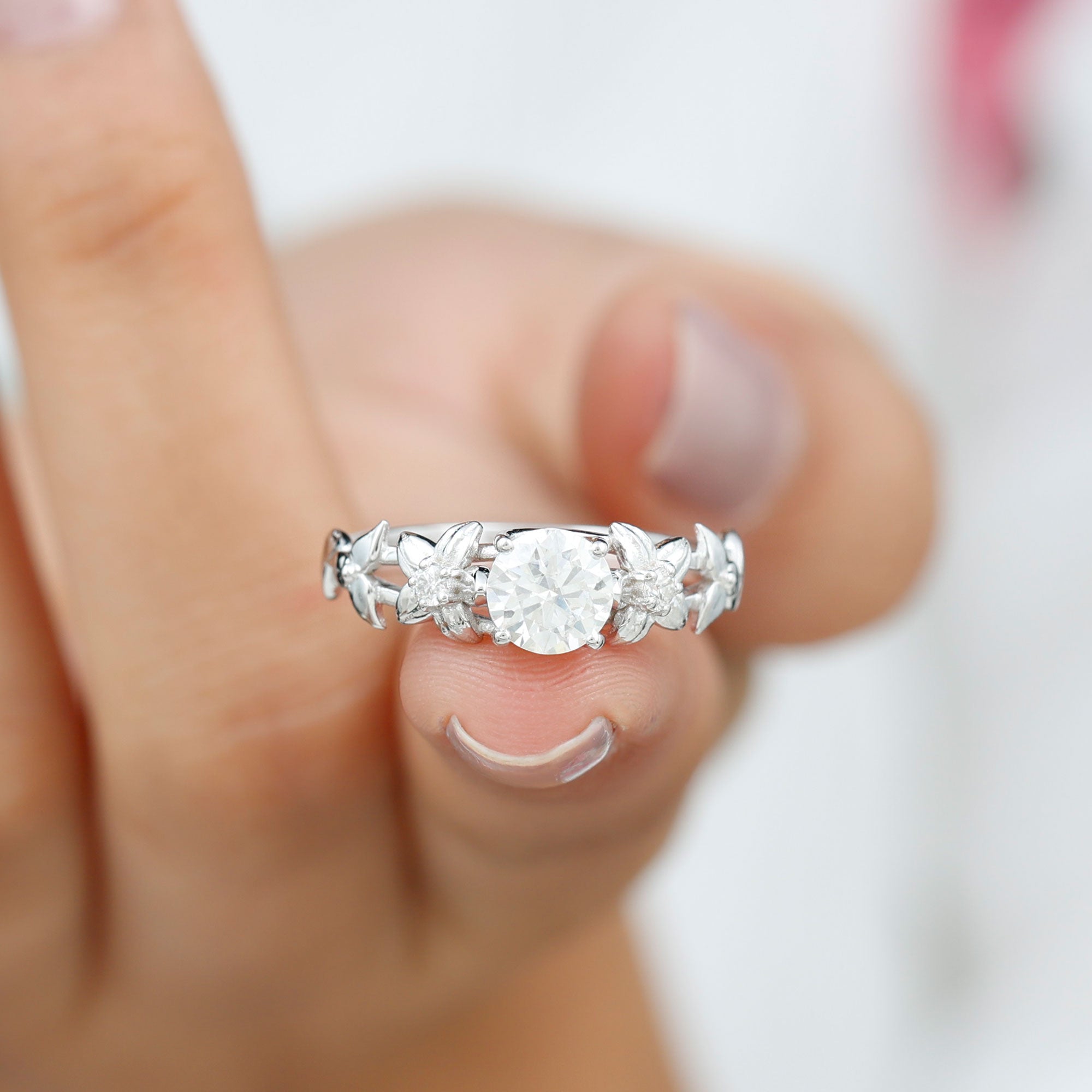 Rosec Jewels-Certified 1 Ct Lab Grown Diamond Nature Engagement Ring