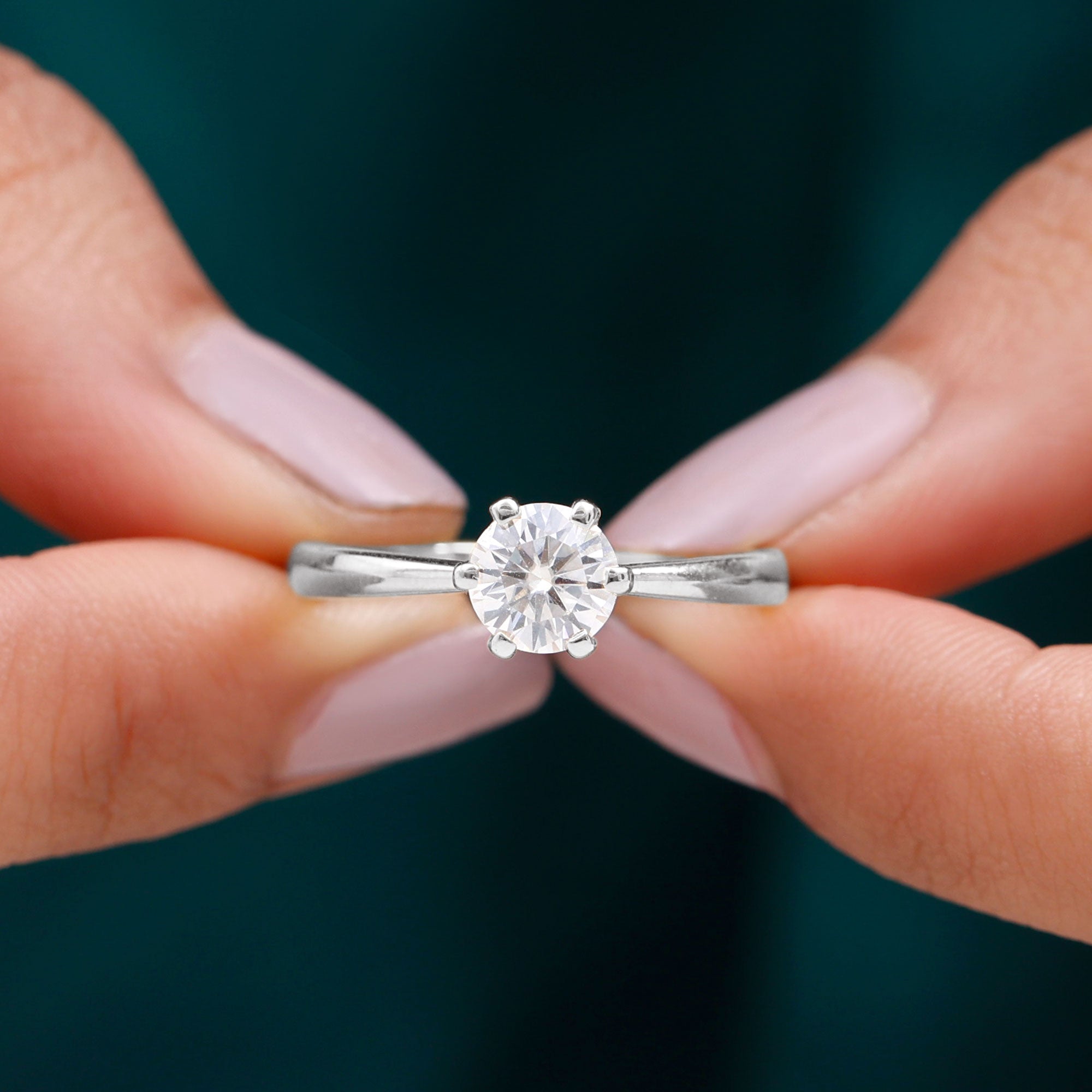 Rosec Jewels-Brilliant Cut Lab Grown Diamond Solitaire Engagement Ring With 6 Prongs