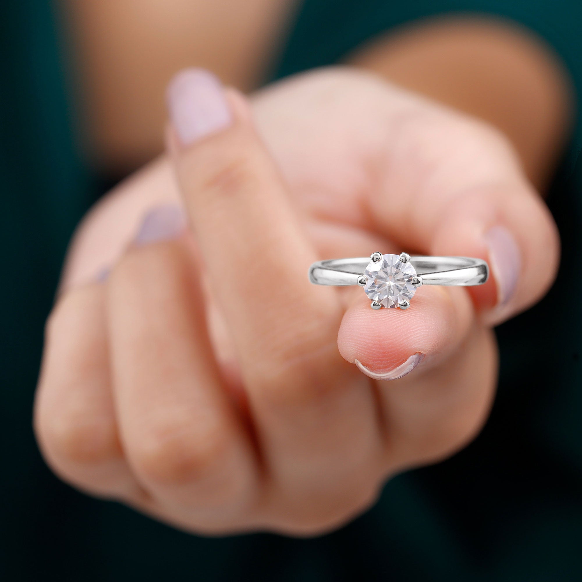 Rosec Jewels-Brilliant Cut Lab Grown Diamond Solitaire Engagement Ring With 6 Prongs