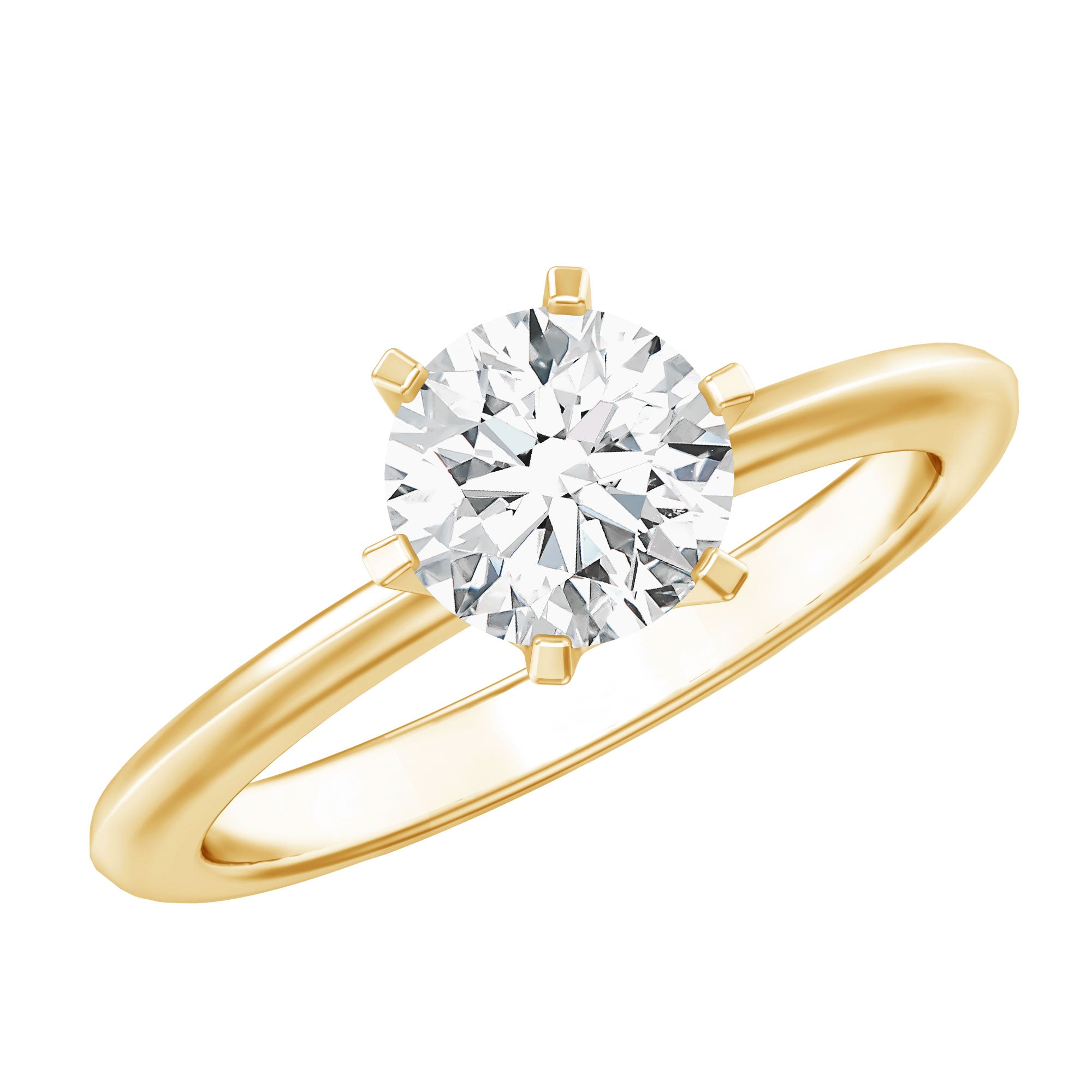 Brilliant Cut Lab Grown Diamond Solitaire Engagement Ring With 6 Prongs Lab - ( EF-VS ) - Rosec Jewels