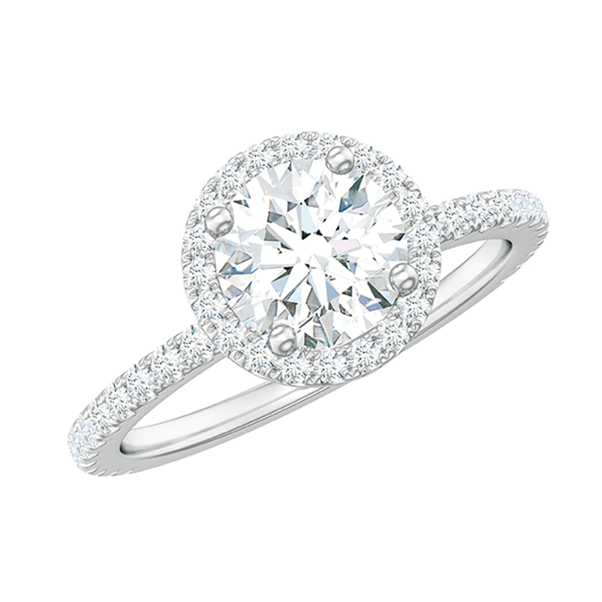 Certified Brilliant Cut Diamond Halo Engagement Ring With Side Stones