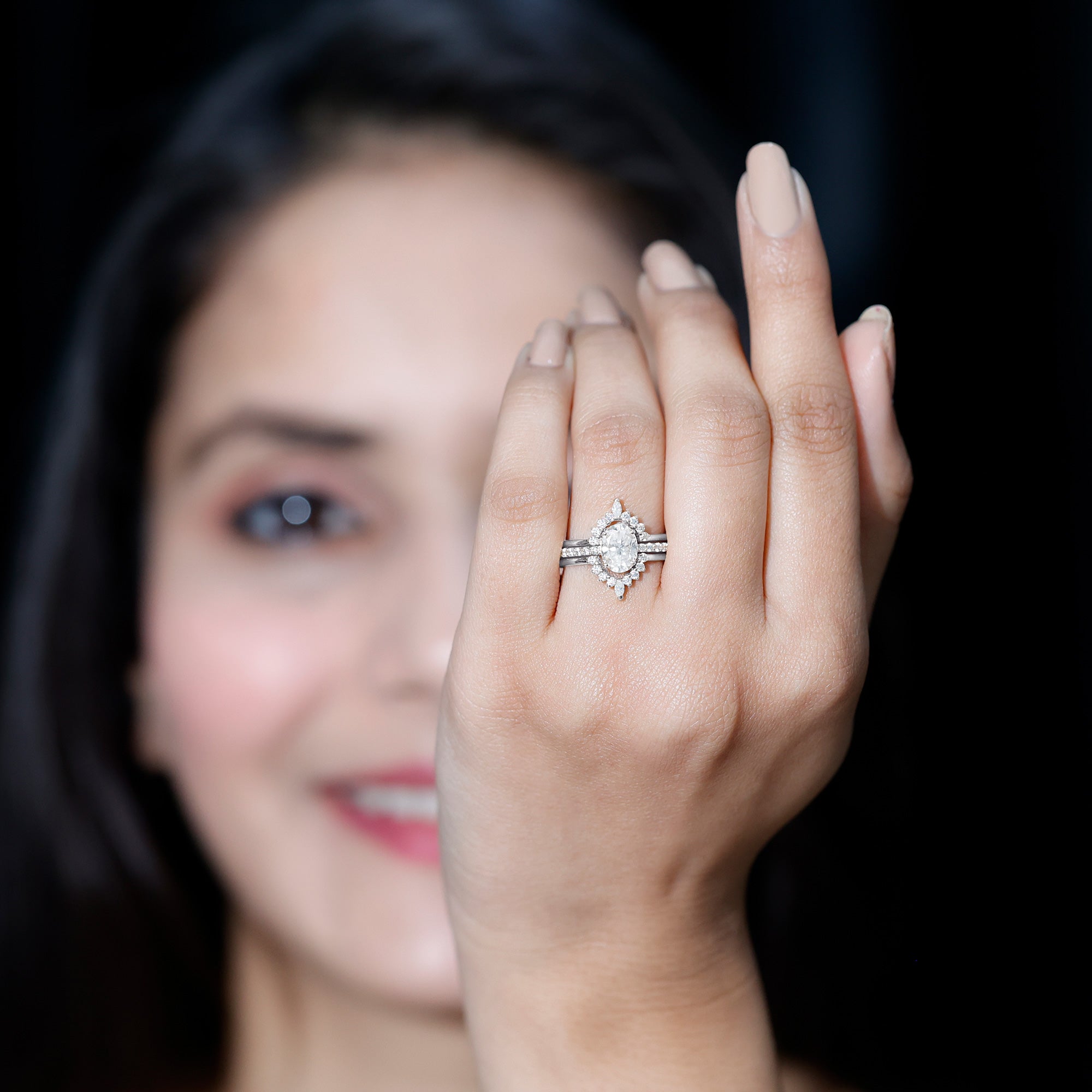 Rosec Jewels-Certified Lab Grown Diamond Vintage Engagement Ring Set With 3 Pieces