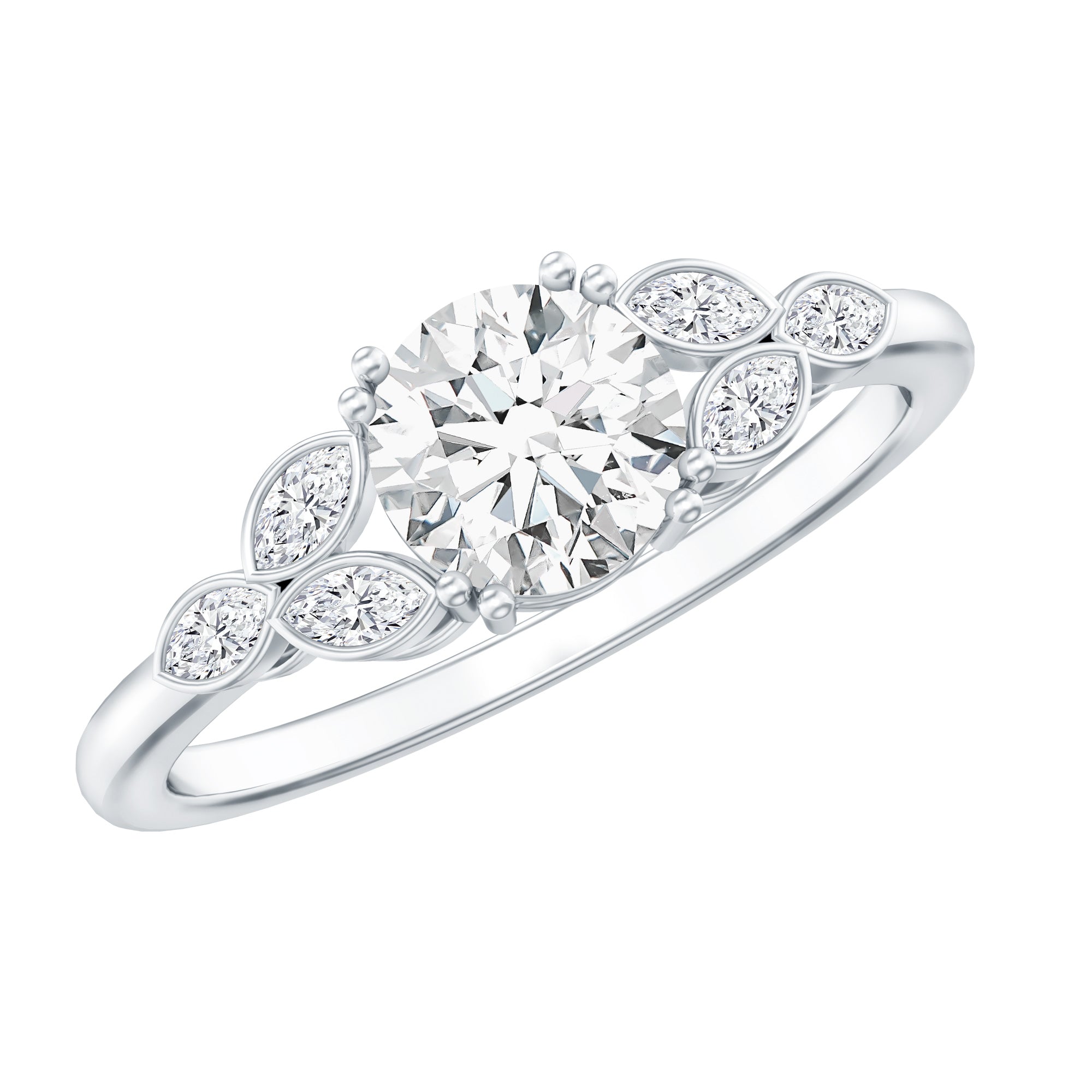 Certified 6 MM Round Diamond Promise Engagement Ring For Her Lab - ( EF-VS ) - Rosec Jewels