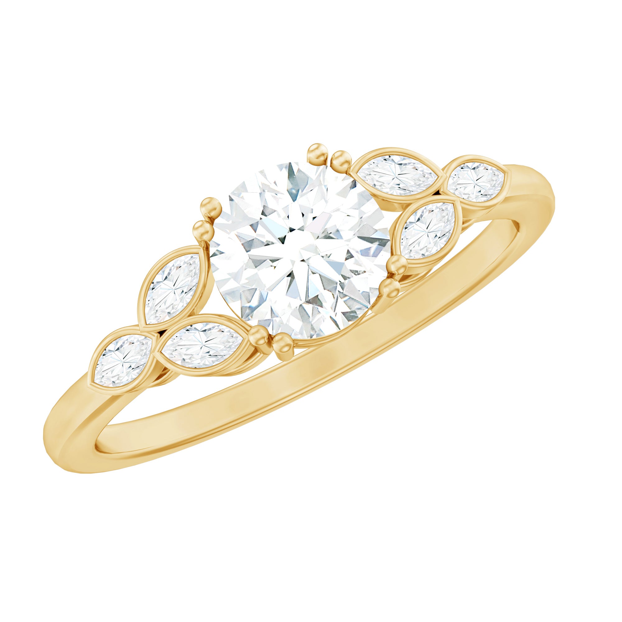 Rosec Jewels-Certified 6 MM Round Diamond Promise Engagement Ring For Her