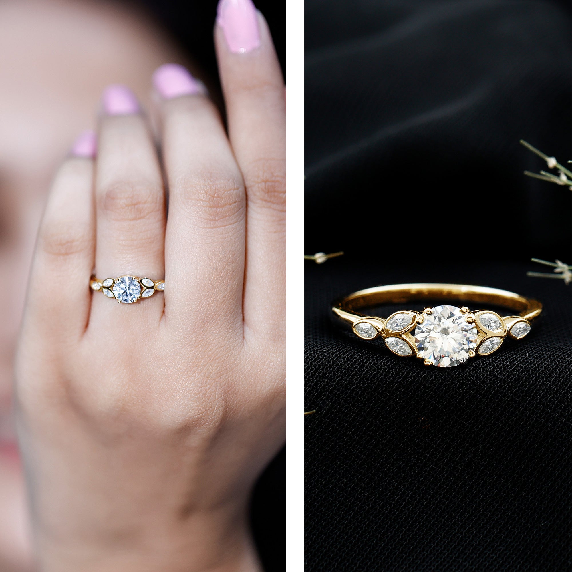 Certified 0.9 Carat Round Diamond Promise Engagement Ring For Her Lab - ( EF-VS ) - Rosec Jewels