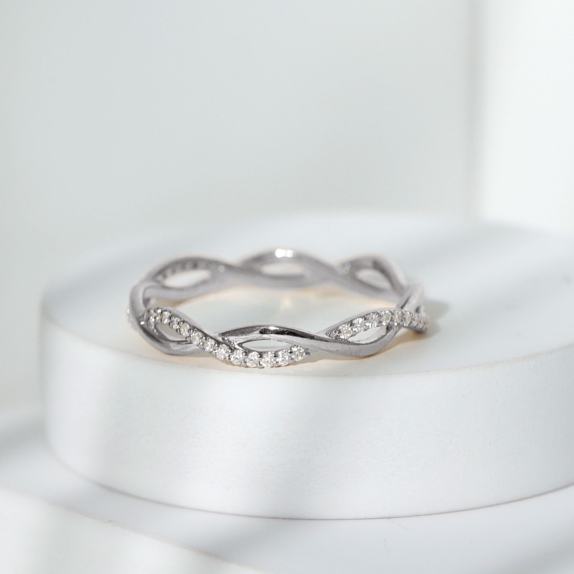 Lab Grown Diamond Braided Wedding Ring For Women Lab - ( EF-VS ) - Rosec Jewels