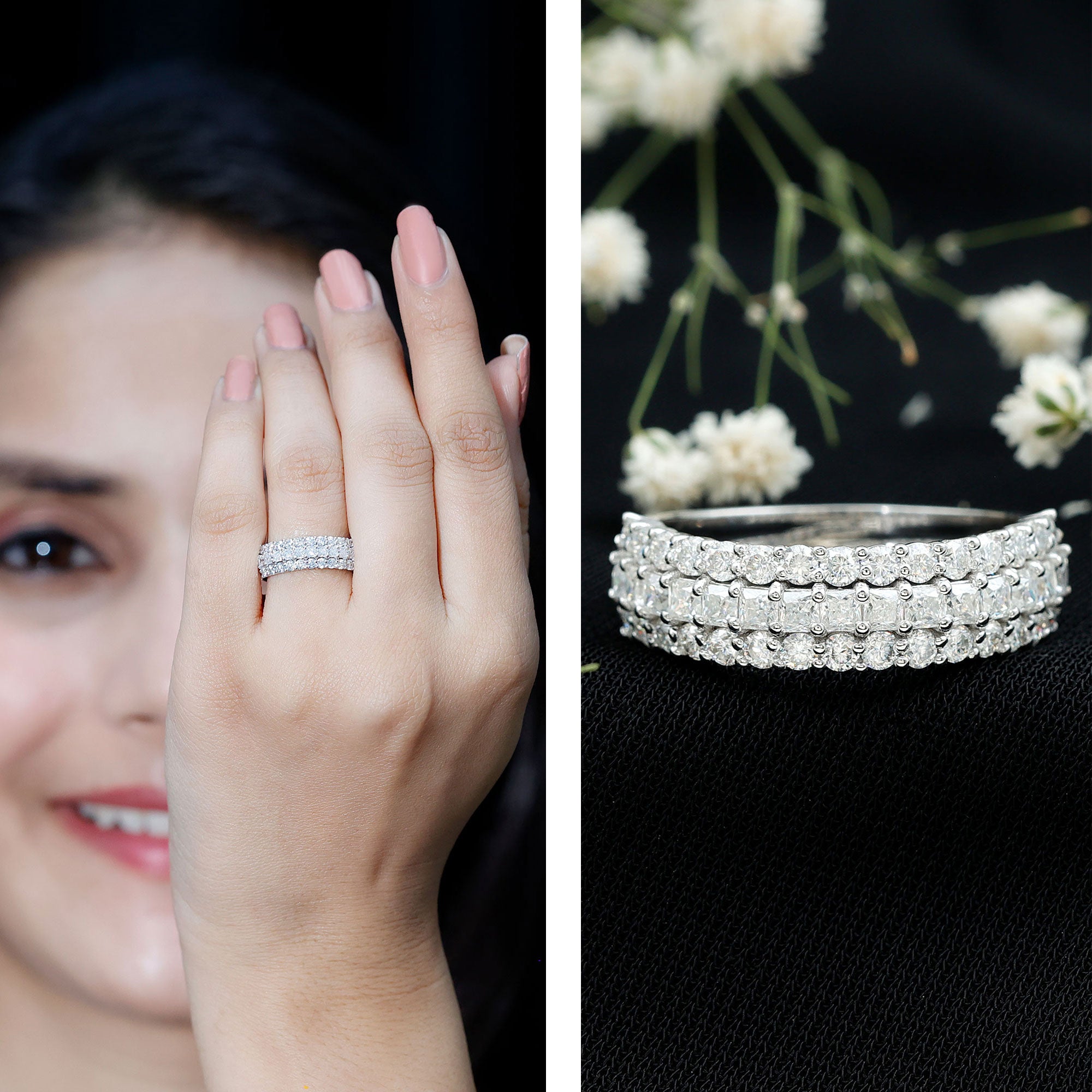 Rosec Jewels-Half Eternity Lab Grown Diamond Wedding Band