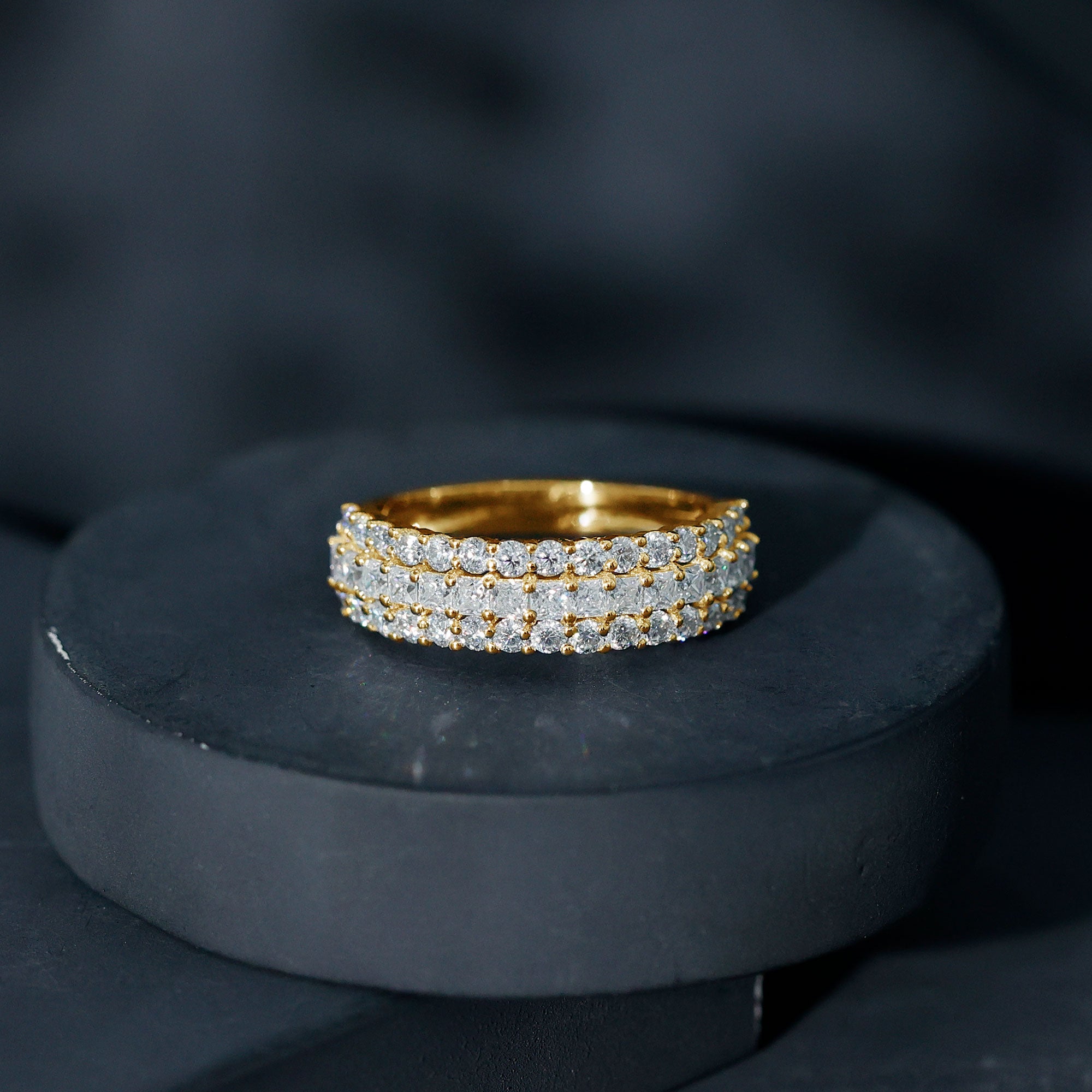 Half Eternity Lab Grown Diamond Wedding Band Lab - ( EF-VS ) - Rosec Jewels