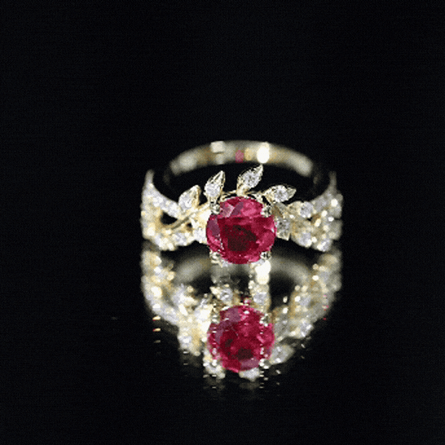 Certified Lab Grown Ruby Diamond Vine Engagement Ring AAAA - Rosec Jewels