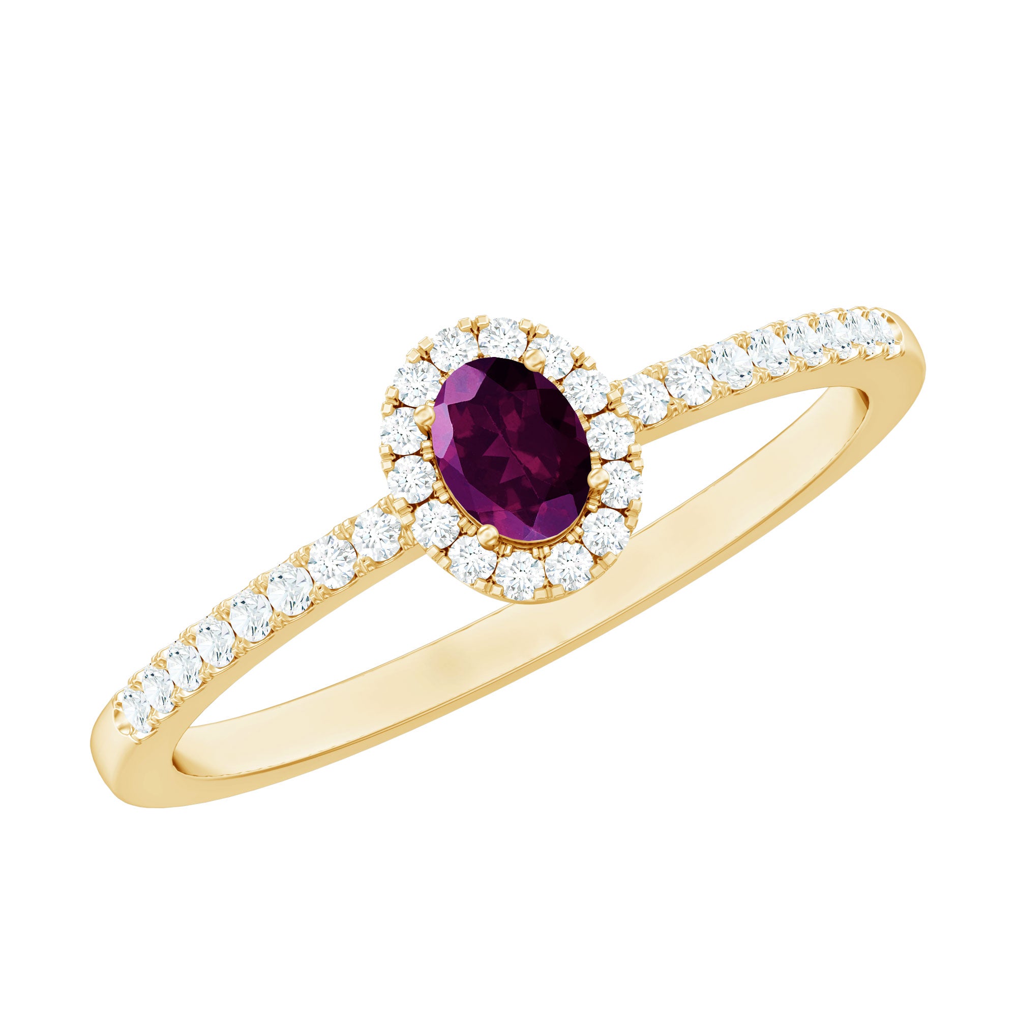 Rosec Jewels-Oval Rhodolite Garnet and Diamond Promise Ring for Her