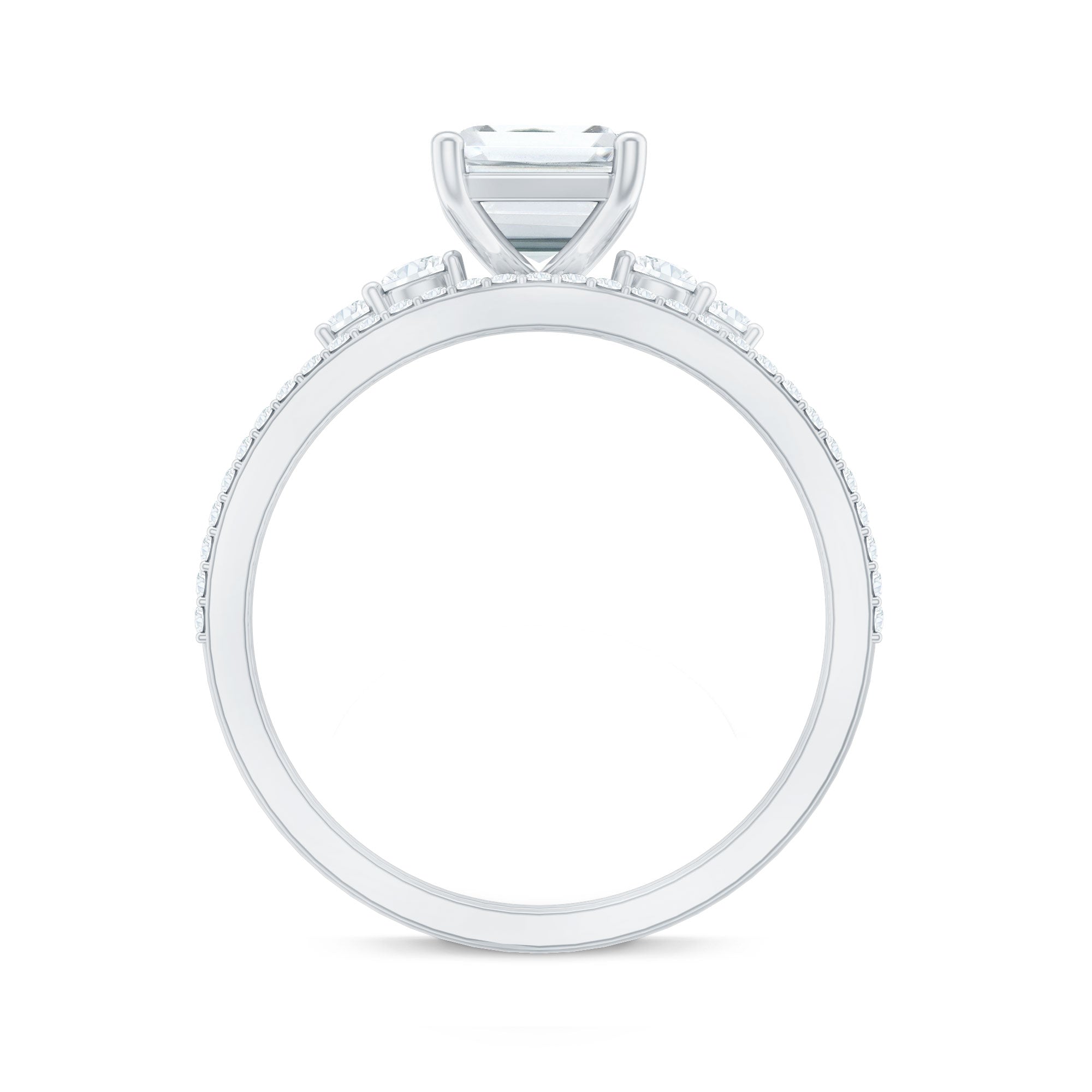 Rosec Jewels-Certified Lab Grown Diamond 6X8MM Emerald Cut Engagement Ring with Band