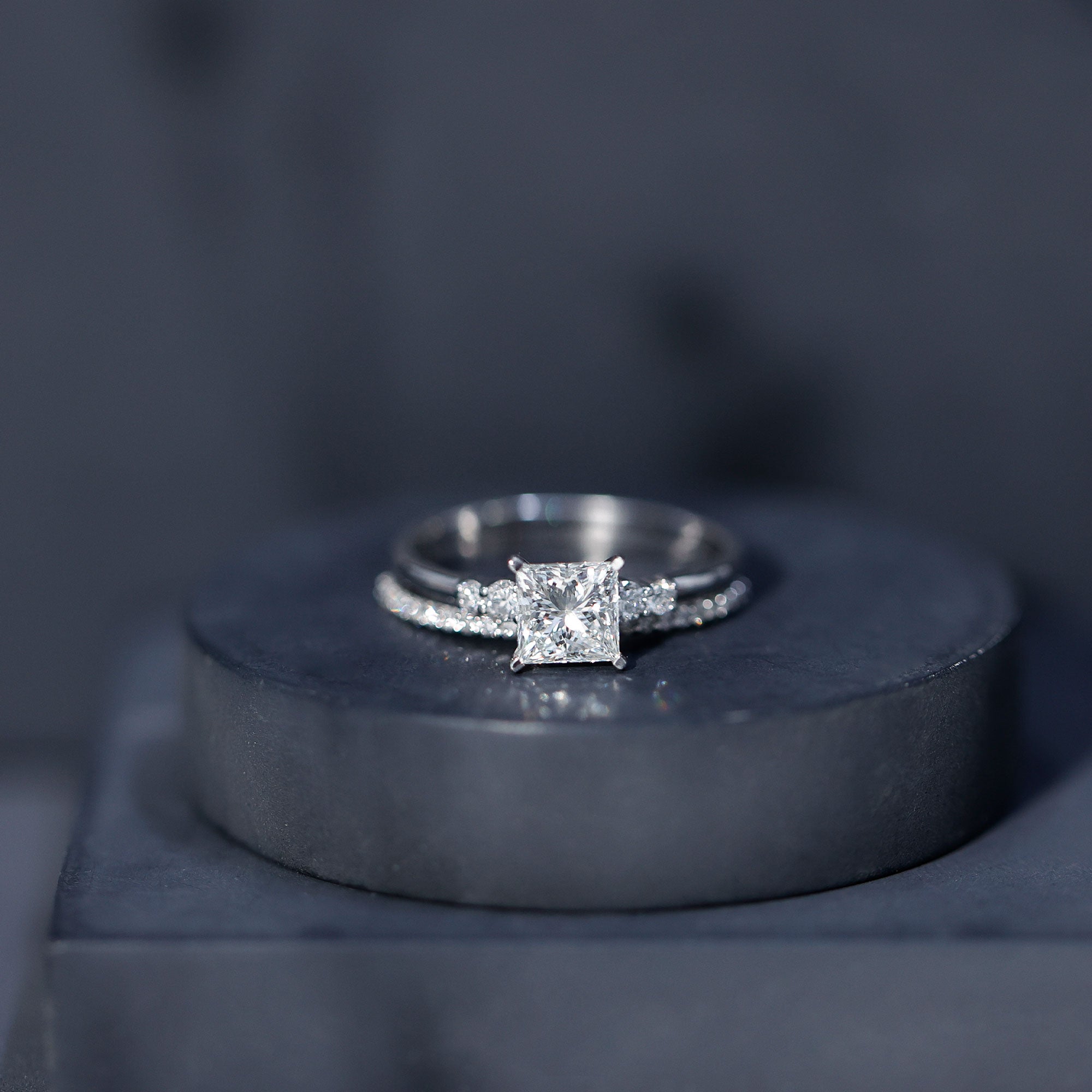 1.2 Carat Lab Grown Diamond Princess Cut Engagement Ring With Enhancer Lab - ( EF-VS ) - Rosec Jewels