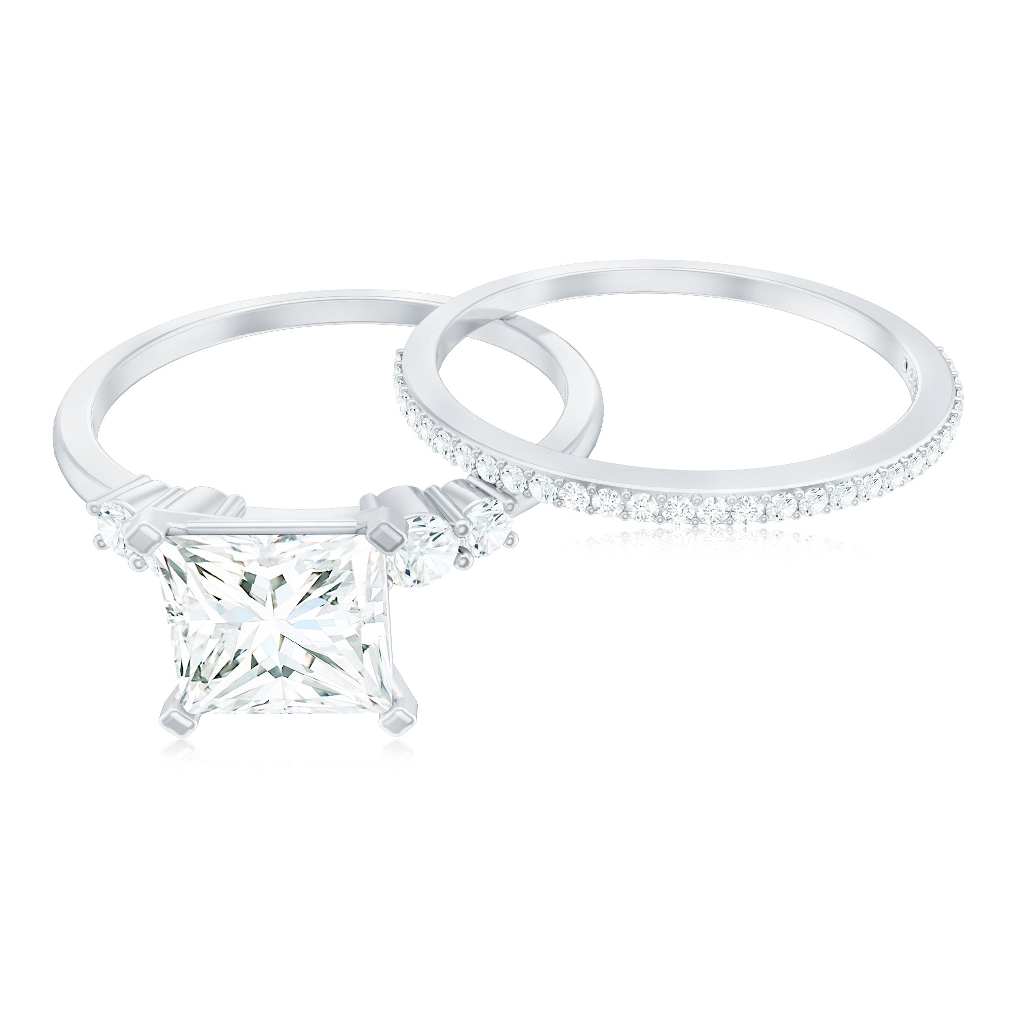 Rosec Jewels-Lab Grown Diamond 6 MM Princess Cut Engagement Ring With Enhancer