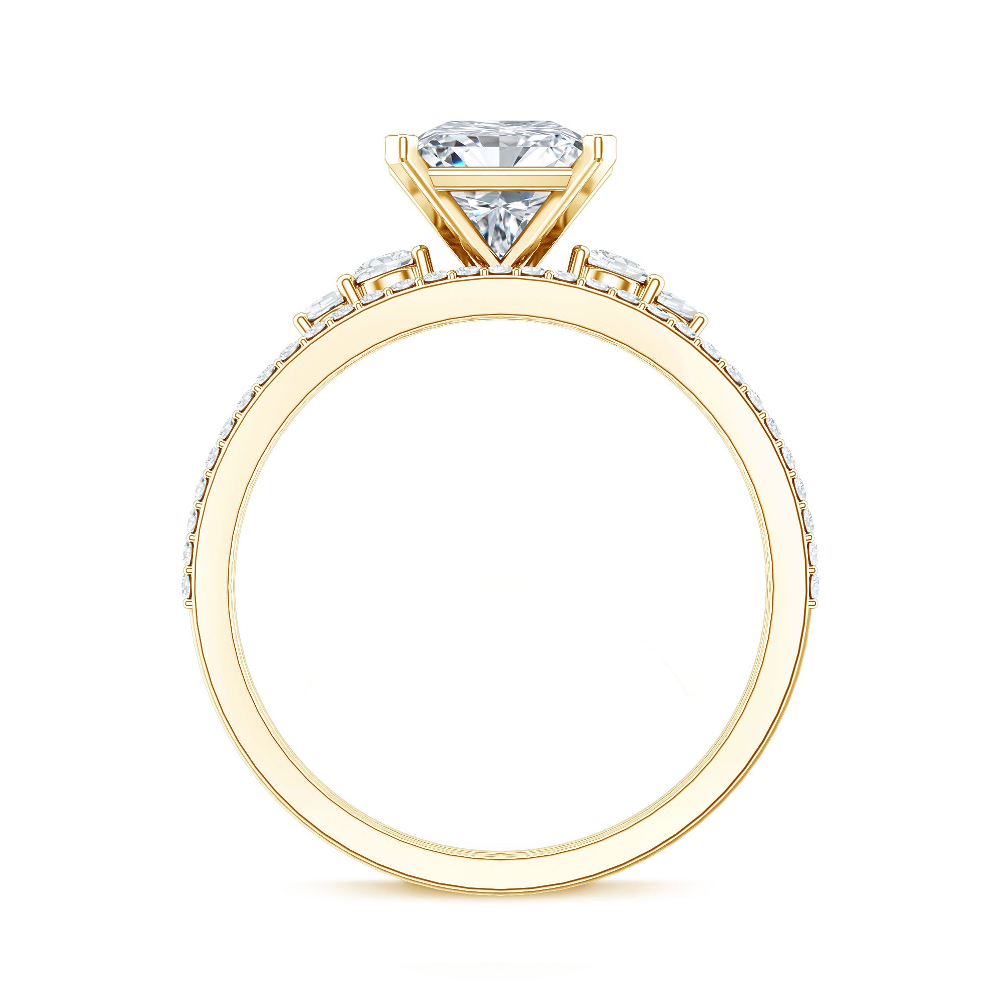 Lab Grown Diamond 6 MM Princess Cut Engagement Ring With Enhancer Lab - ( EF-VS ) - Rosec Jewels